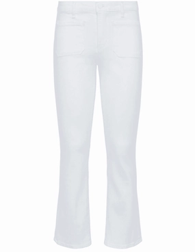 LAGENCE Noya Cropped Slim Flare Jeans in Blanc Textured Smart Casual Road Trip