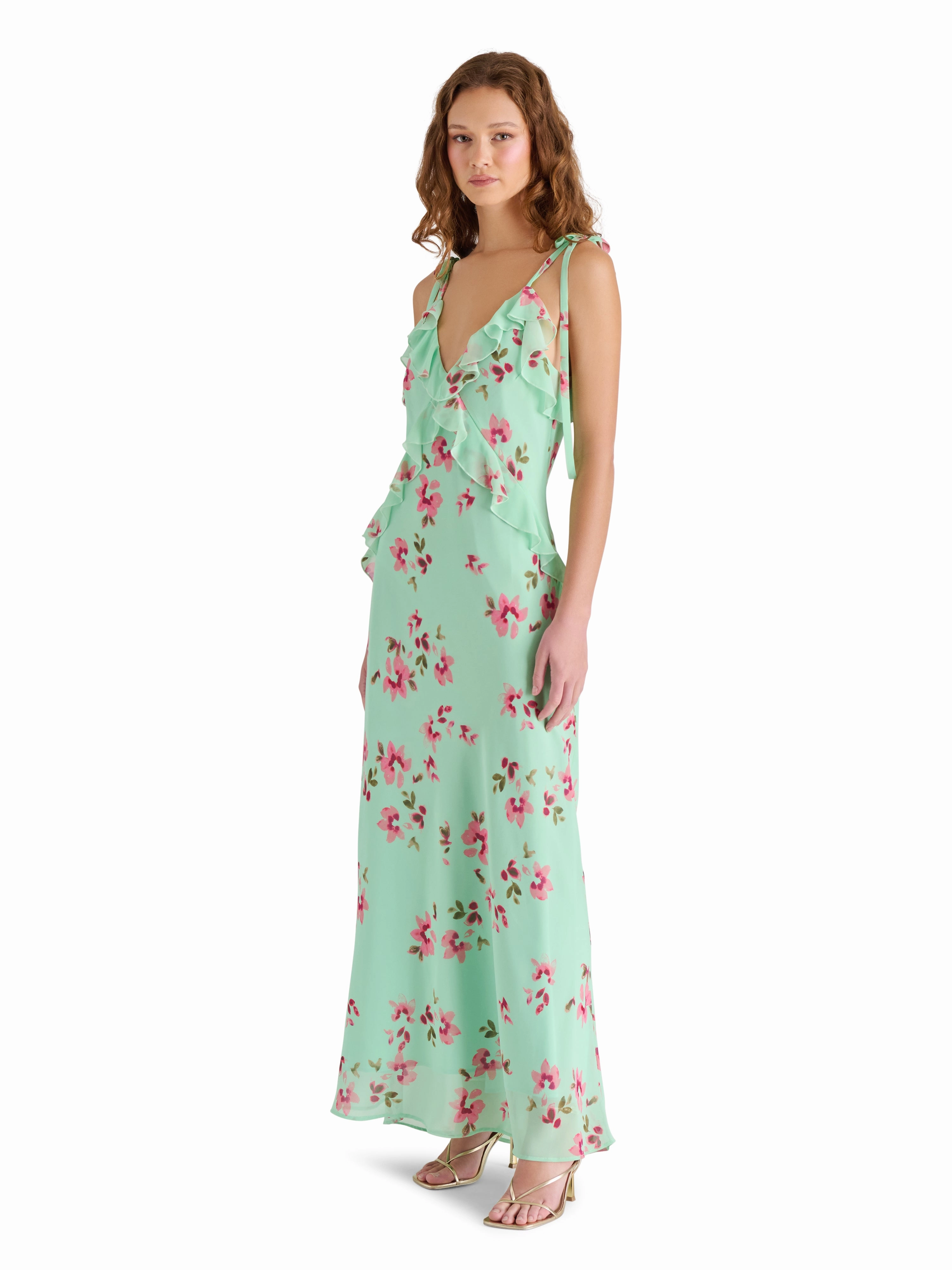 Adalina Dress in Mint Floral Neutral Base