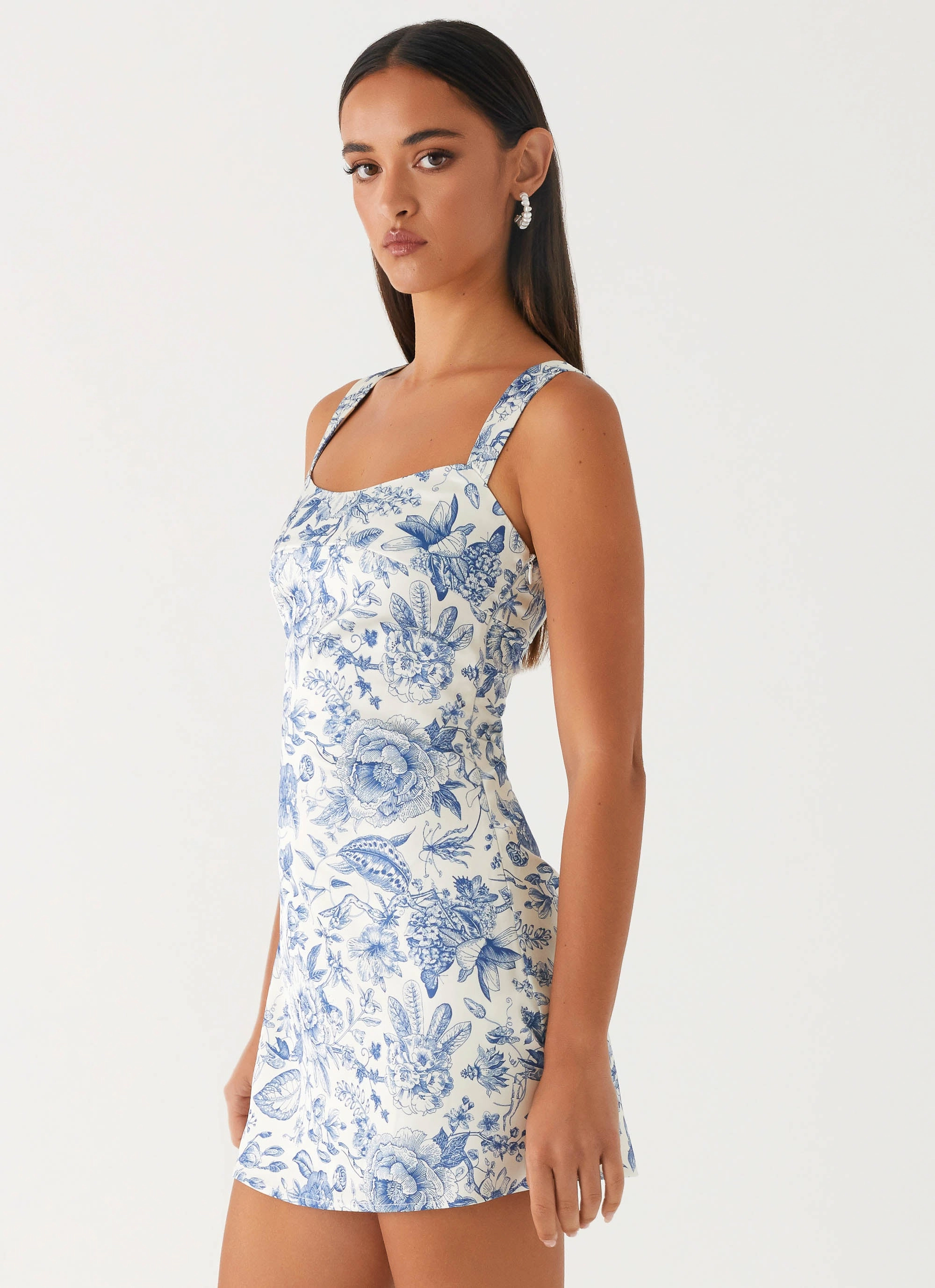 Breeze Grace Odette Satin Mini Dress - Blue Paisley