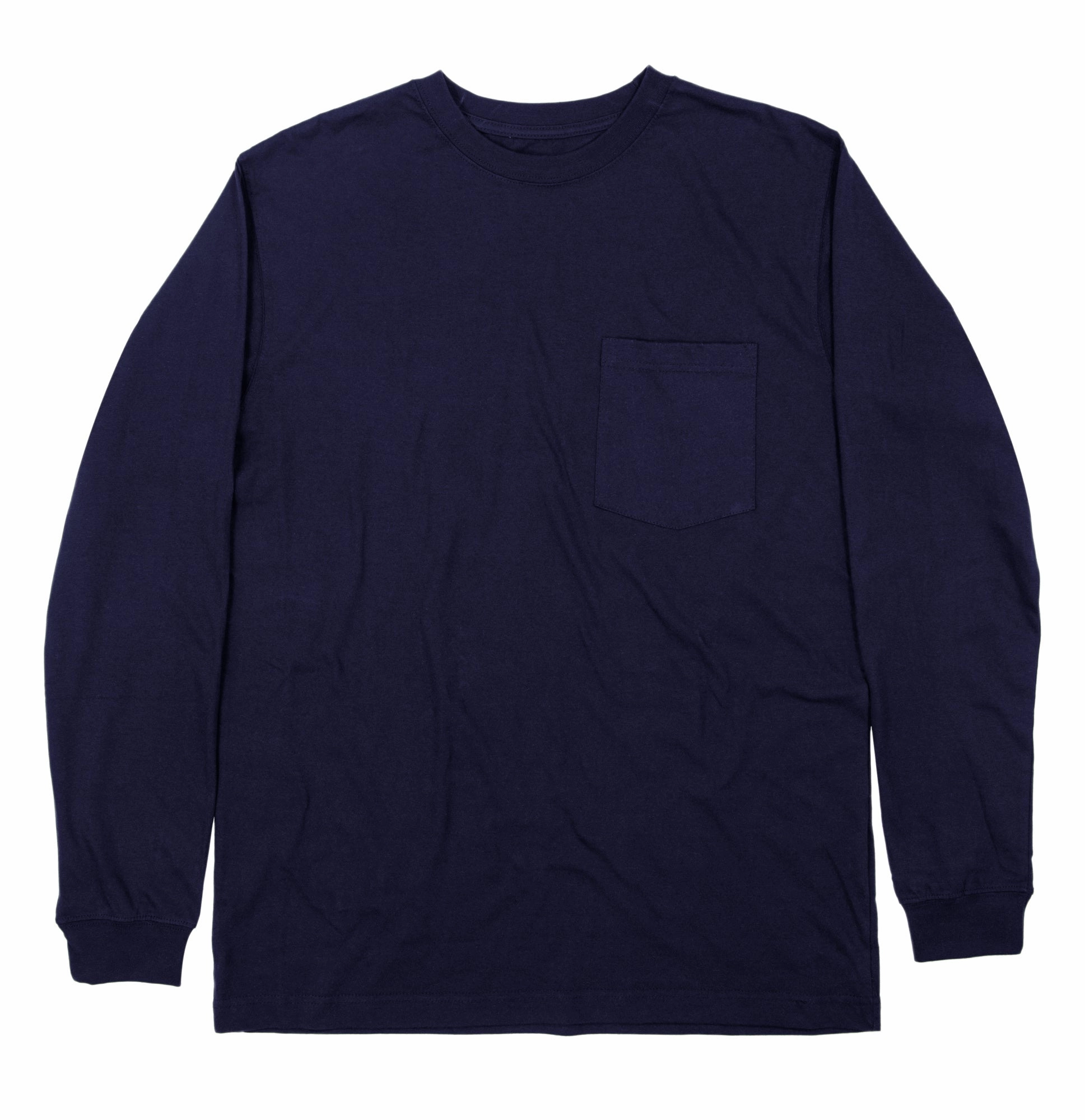 Athleisure Trend Casual Comfort Berne Mens Navy 100% Cotton Heavyweight Pocket Tee S/S