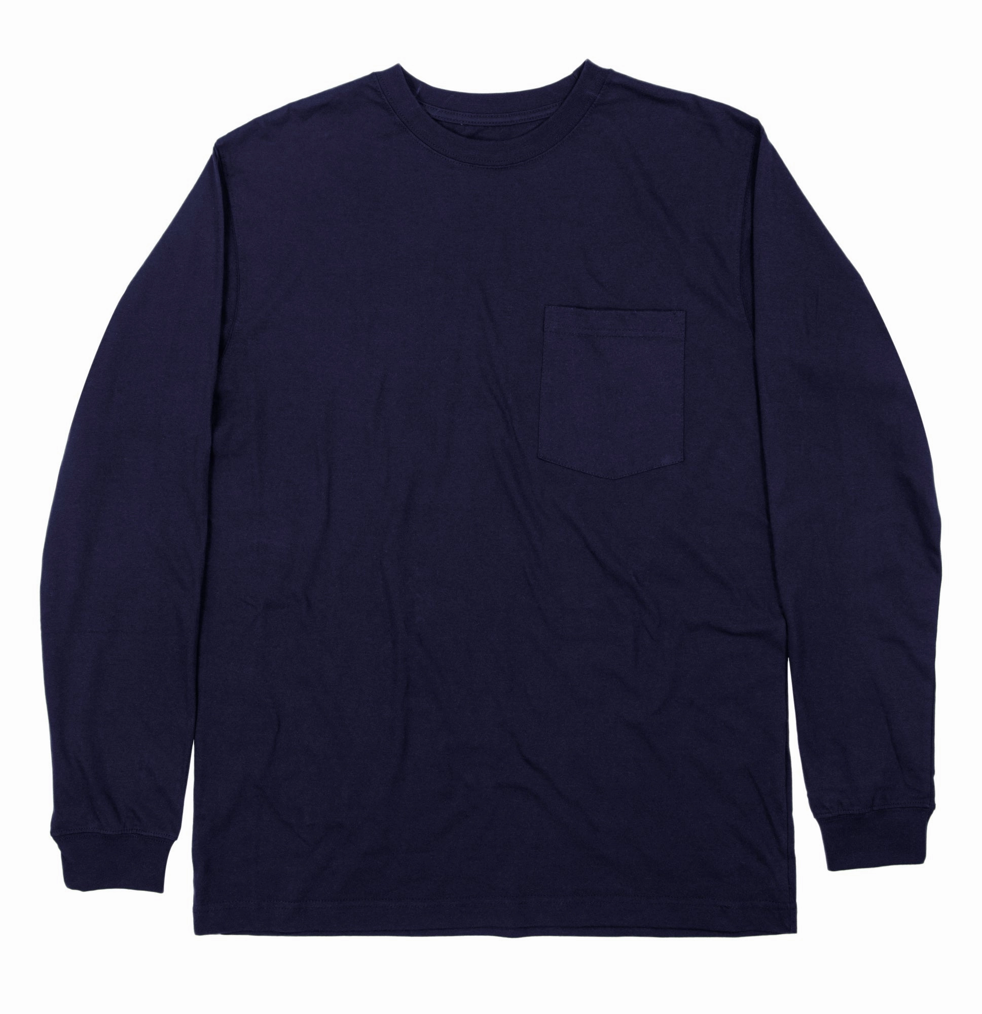 Berne Mens Navy 100% Cotton Heavyweight Pocket Tee S/S Classic Collar Lakeside Relaxation