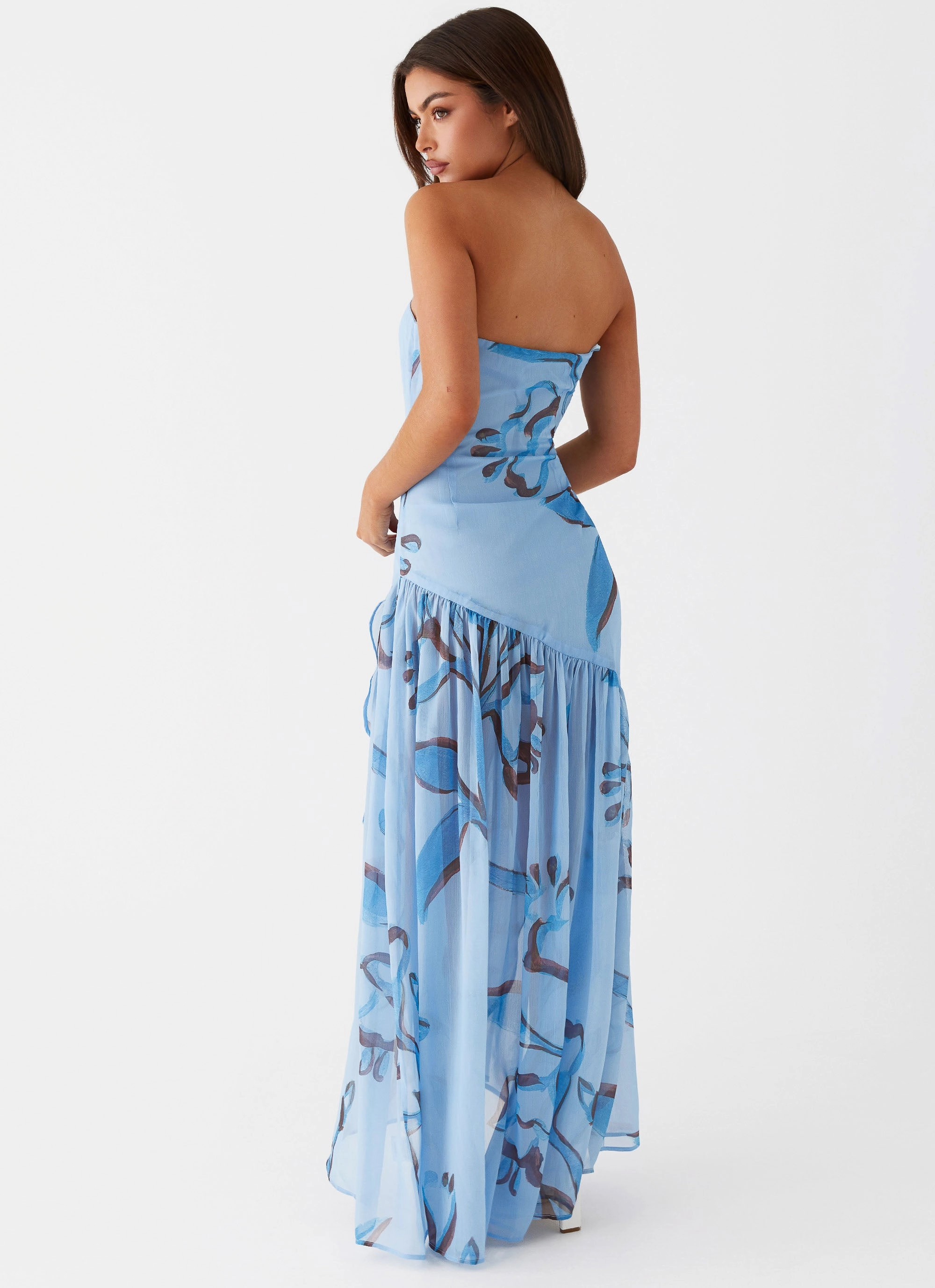 Solaris Strapless Maxi Dress - Blue Floral Slim Touch