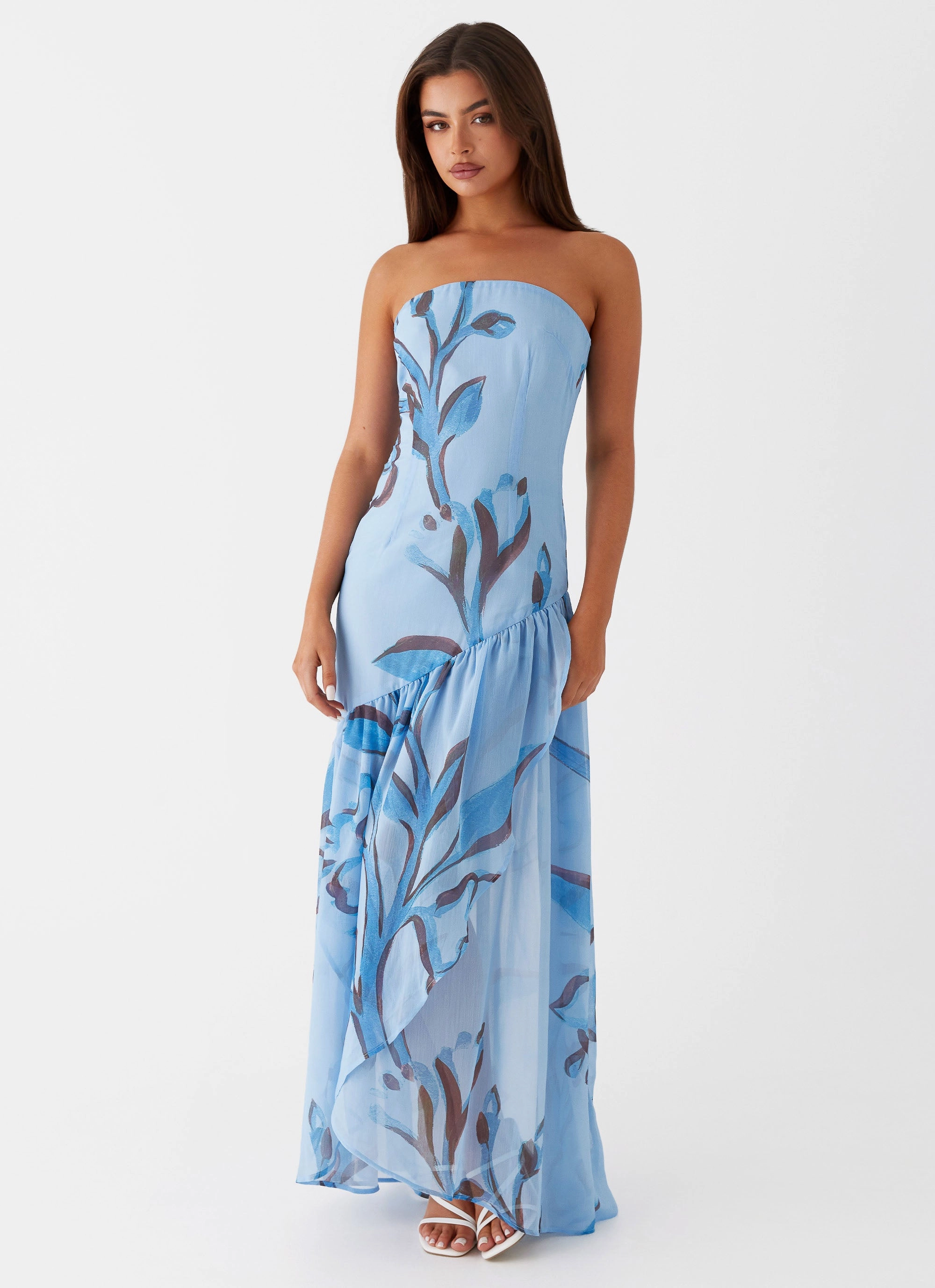 Light Attitude Solaris Strapless Maxi Dress - Blue Floral