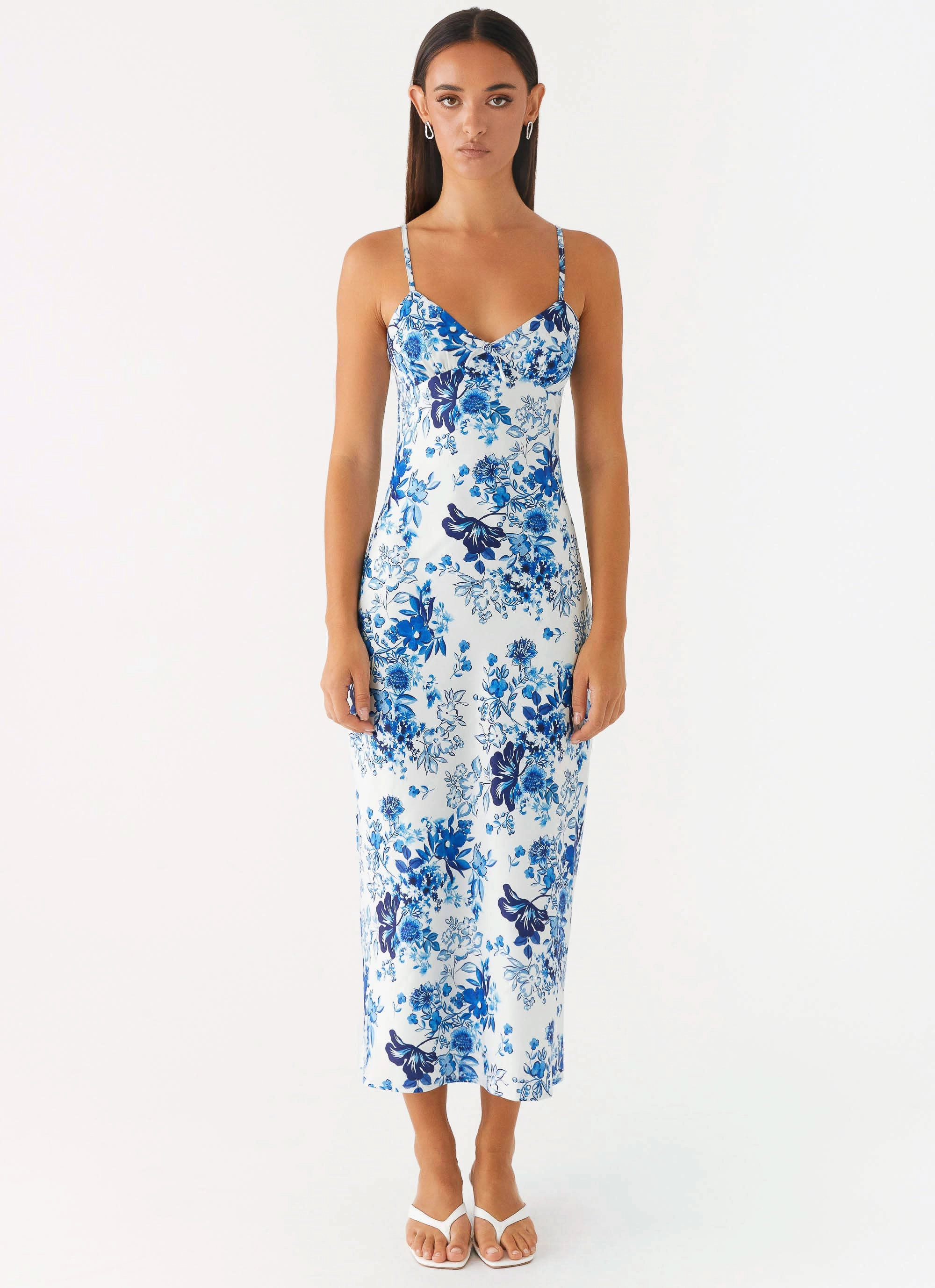 Fashion Layer Take Chances Midi Dress - Serene Sky Floral