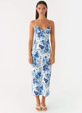 Fashion Layer Take Chances Midi Dress - Serene Sky Floral