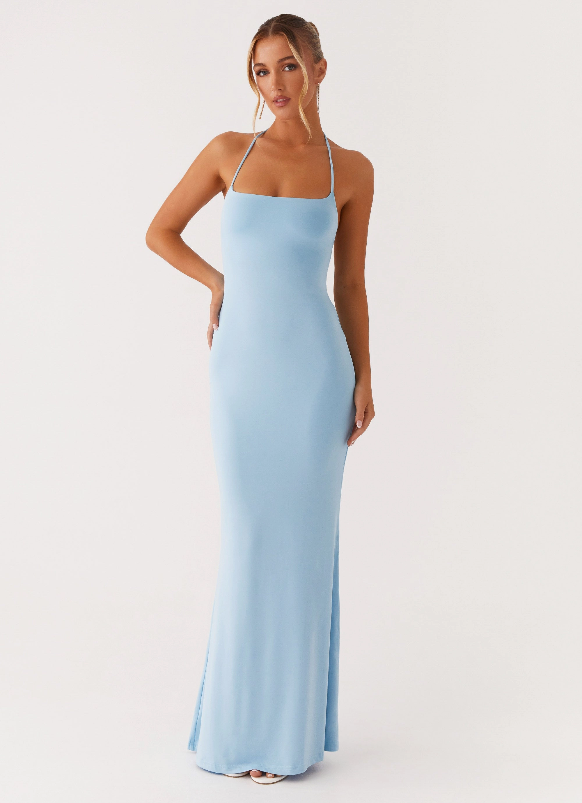 Party Perfect Flattering Shape Look Talk About Us Maxi Dress - Blue