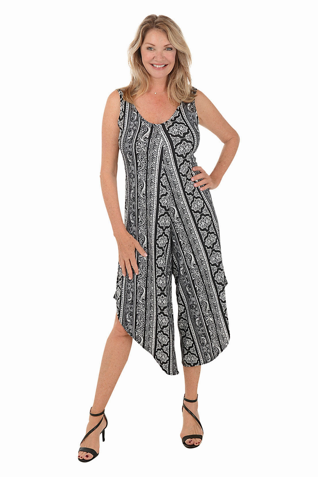 Bandana Striped Sleeveless Jumpsuit Fall Flow Smooth Layers
