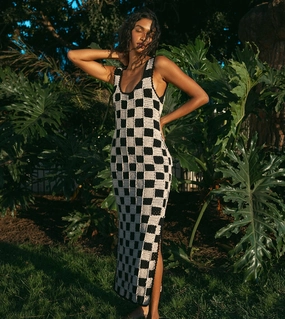 Brunch Glow Danika Crochet Dress | Black/White