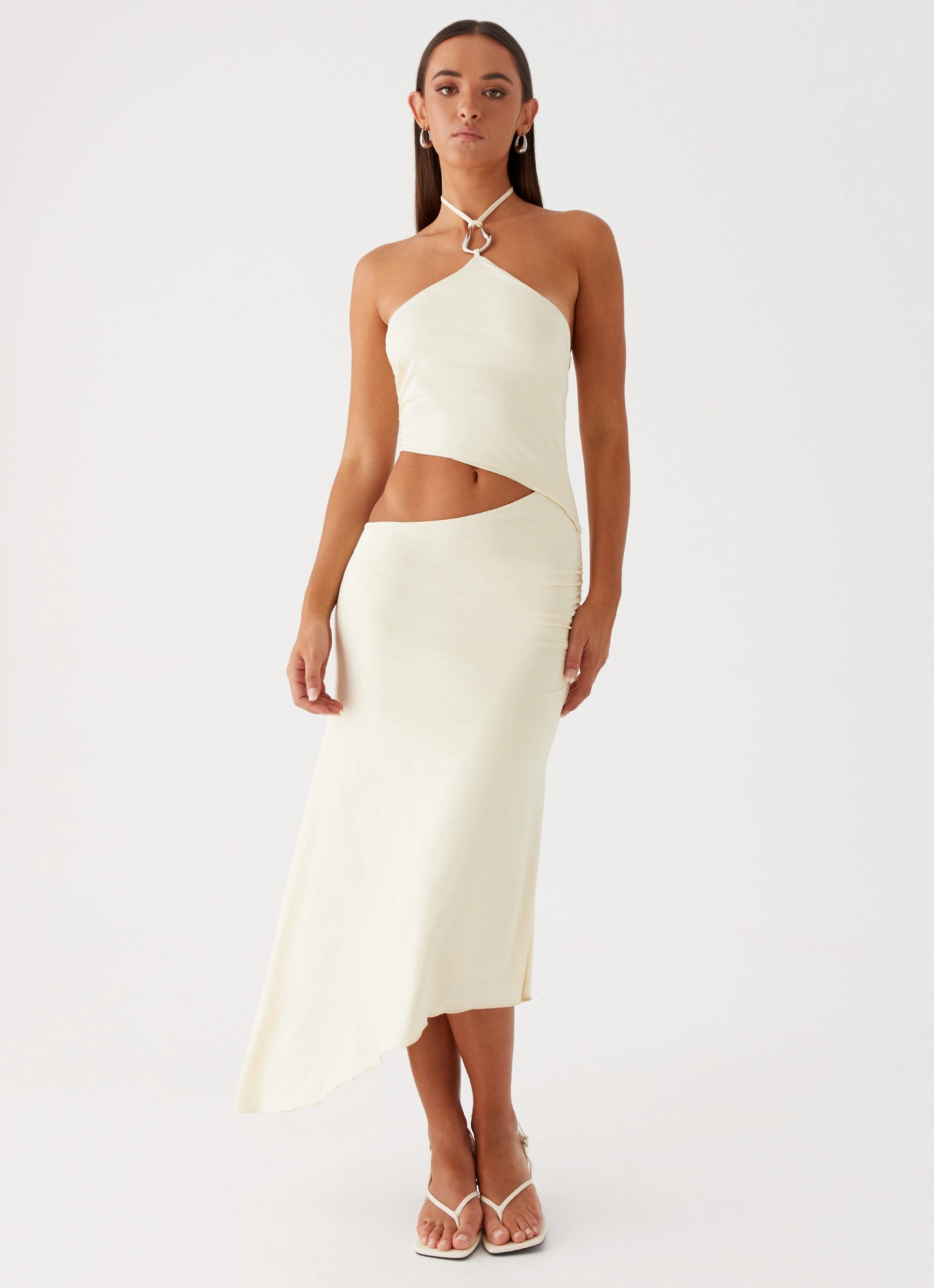Soft-Lining Drape Wave Tasha Maxi Dress - Lemon