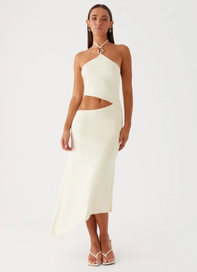 Soft-Lining Drape Wave Tasha Maxi Dress - Lemon