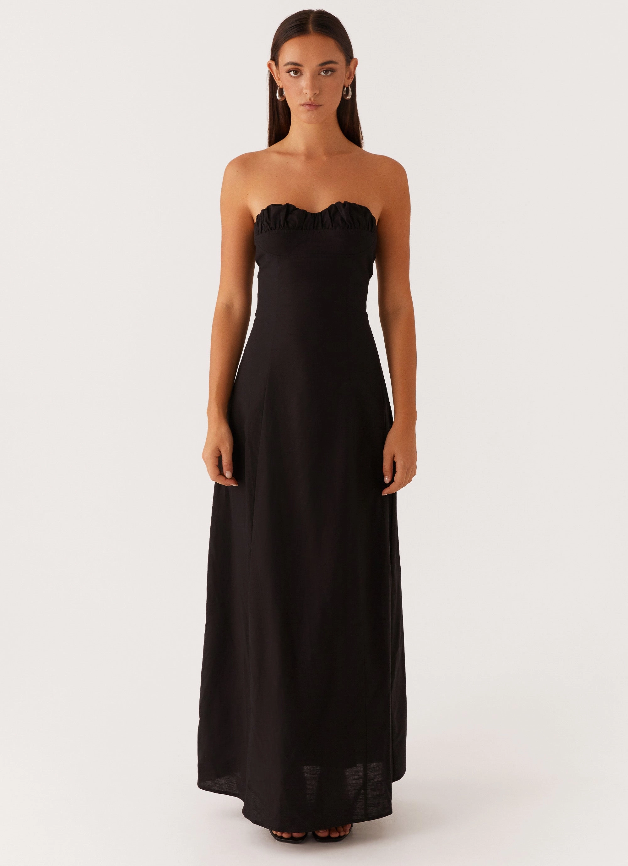 All-season garment All-Day Fit Tayla Linen Maxi Dress - Black