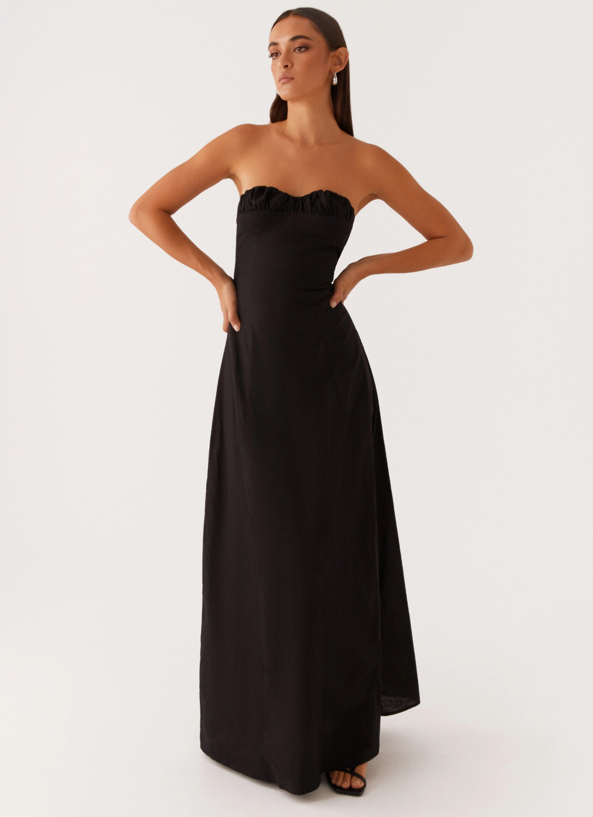 Tayla Linen Maxi Dress - Black Day To Night Smooth Feel