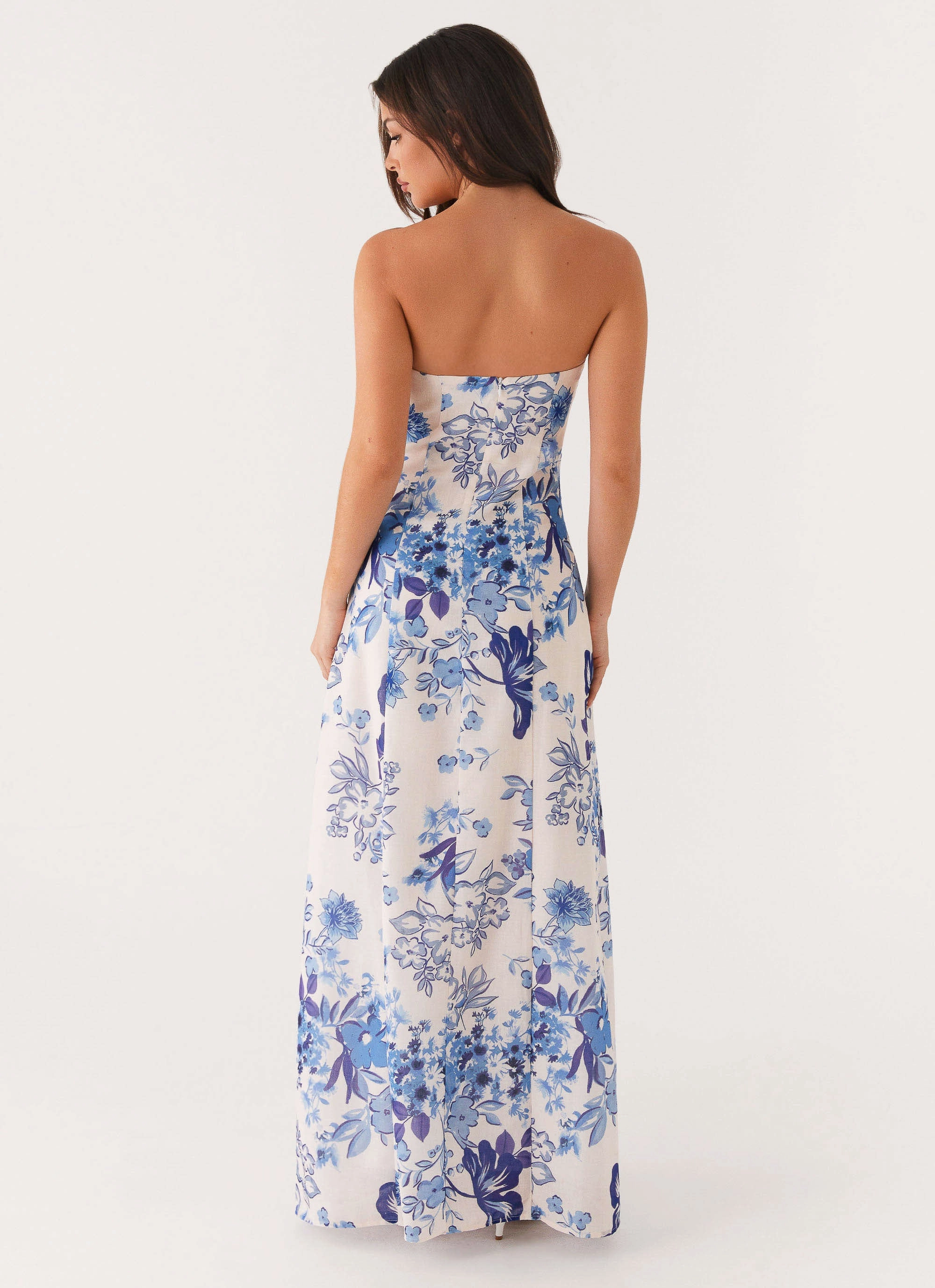 Tayla Linen Maxi Dress - Serene Sky Floral Movement Feel