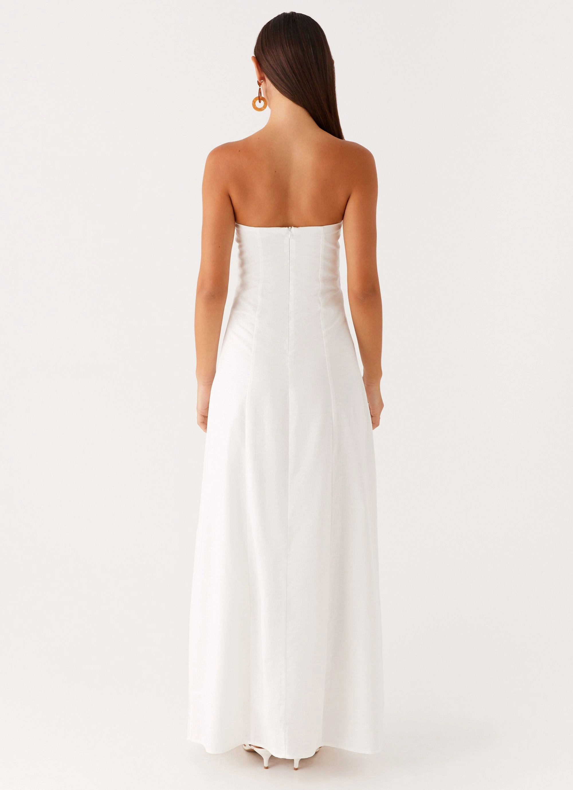 Tayla Linen Maxi Dress - White Casual maxi dress