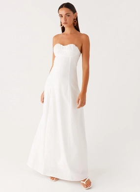 Gender Free Minimalist-Style Tayla Linen Maxi Dress - White