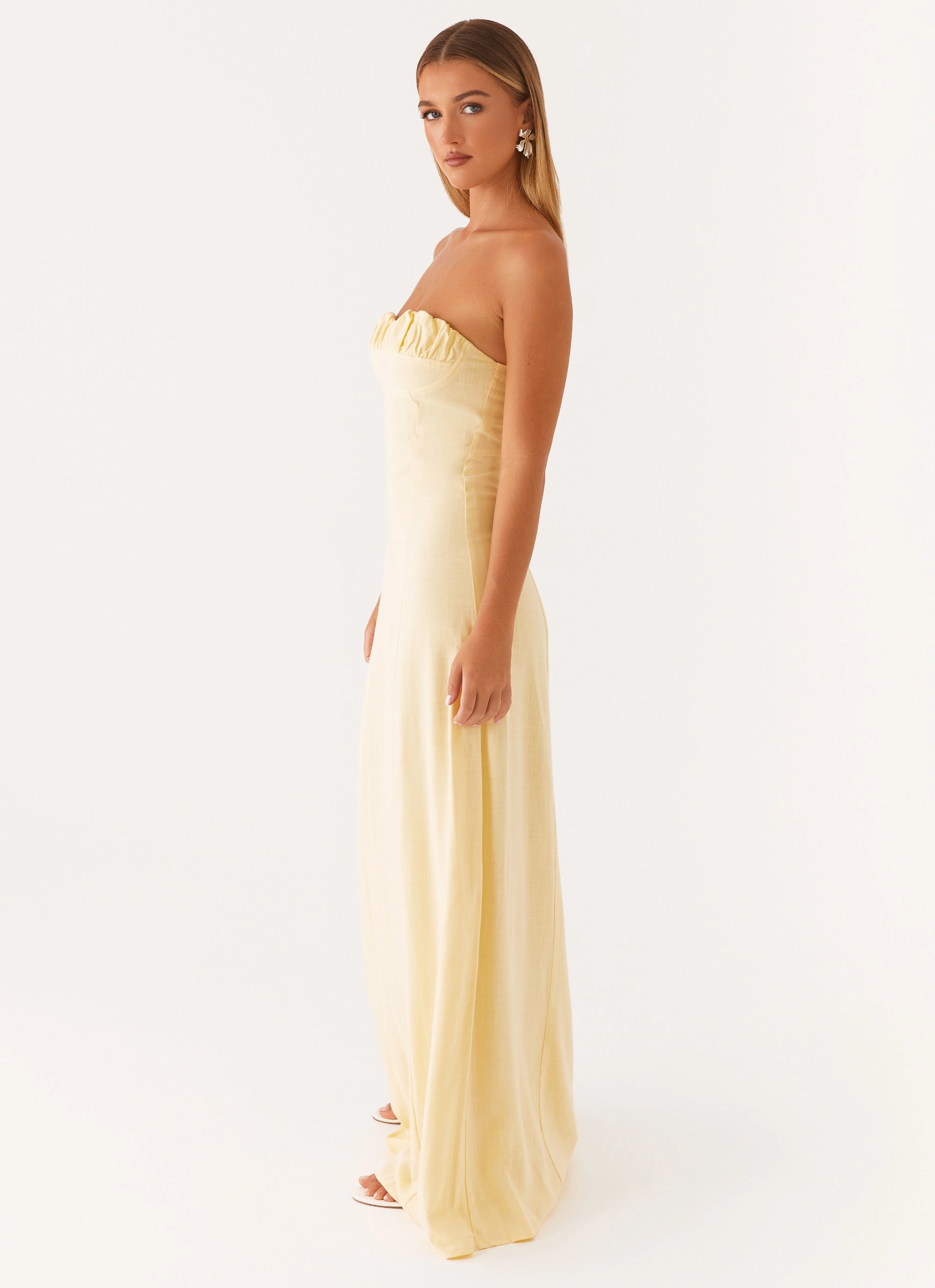 Tayla Linen Maxi Dress - Yellow Linen Love Formed Look