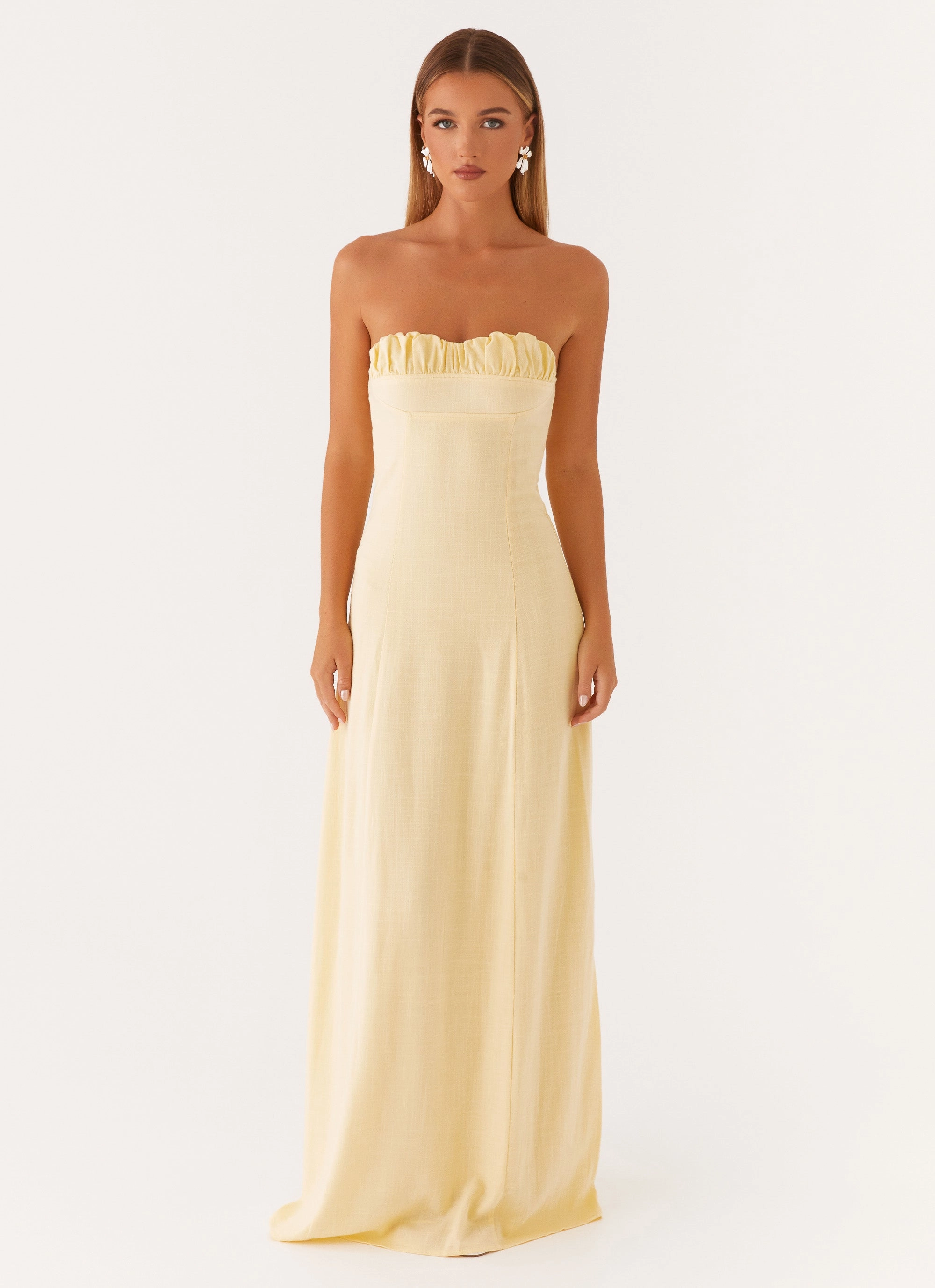 Modern Silhouette City Flow Tayla Linen Maxi Dress - Yellow