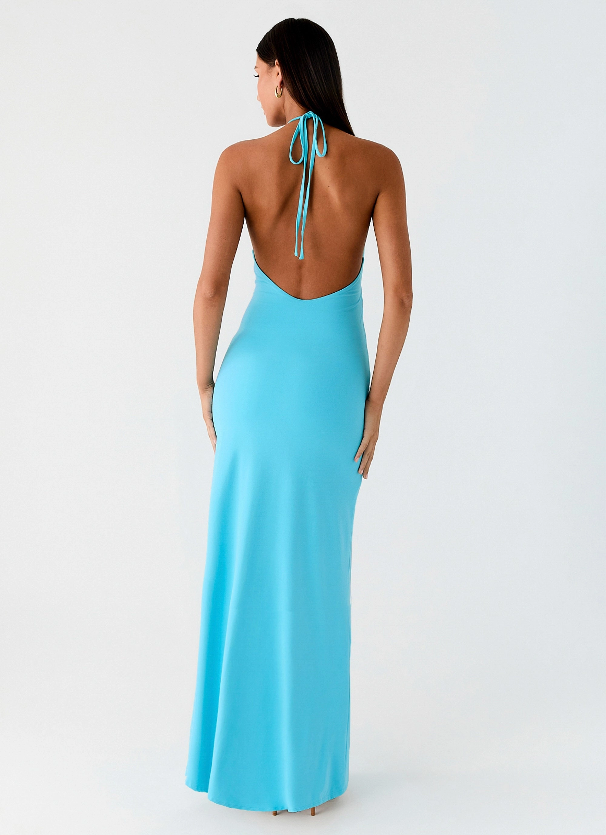 Dare Me Halter Maxi Dress - Aqua Blue Fashionable Layer