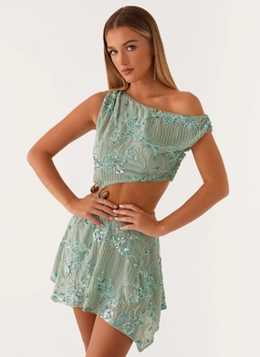 New York Aletta Sequin Mini Dress - Mint