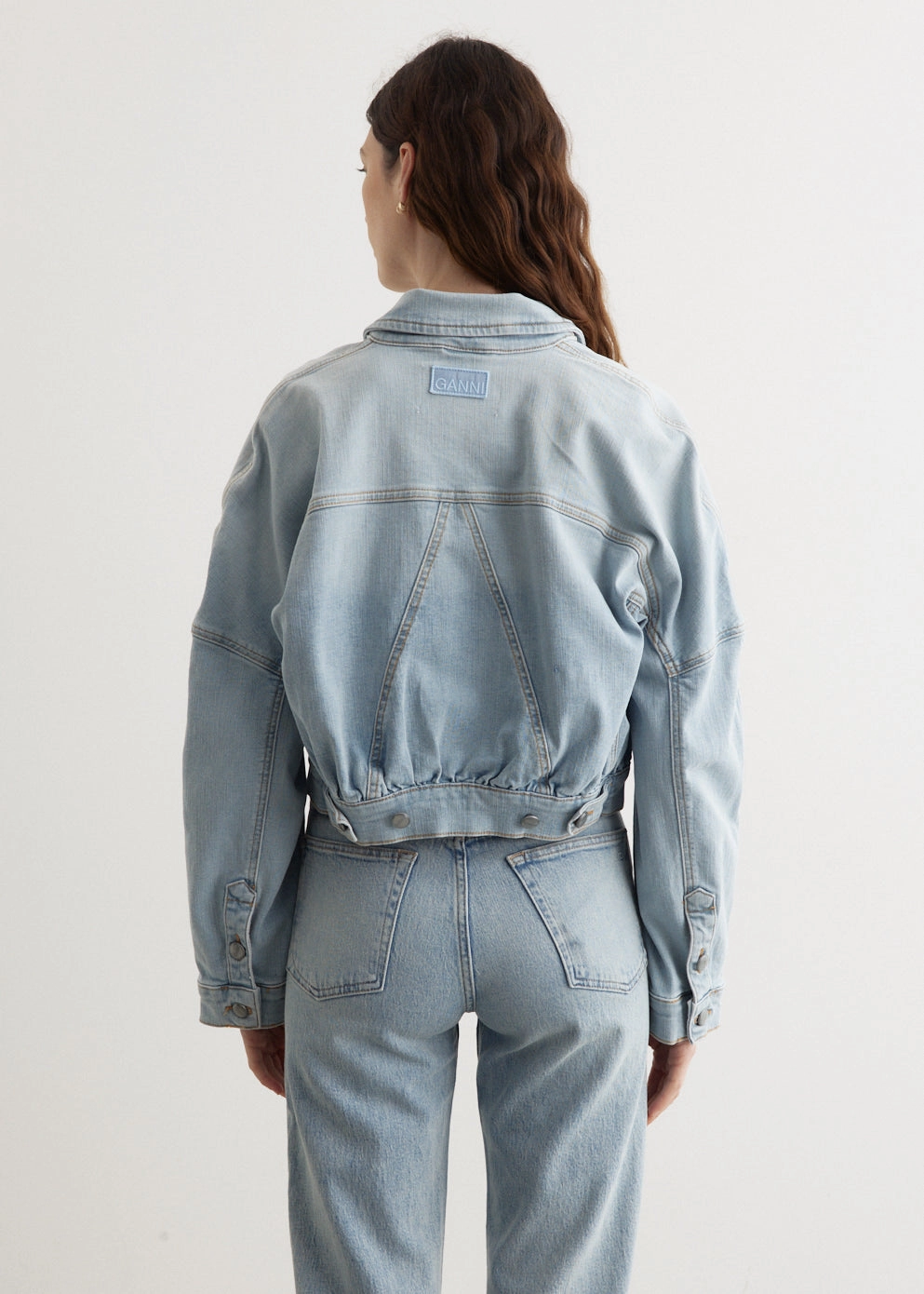 One Color Tint Denim Bomber Jacket
