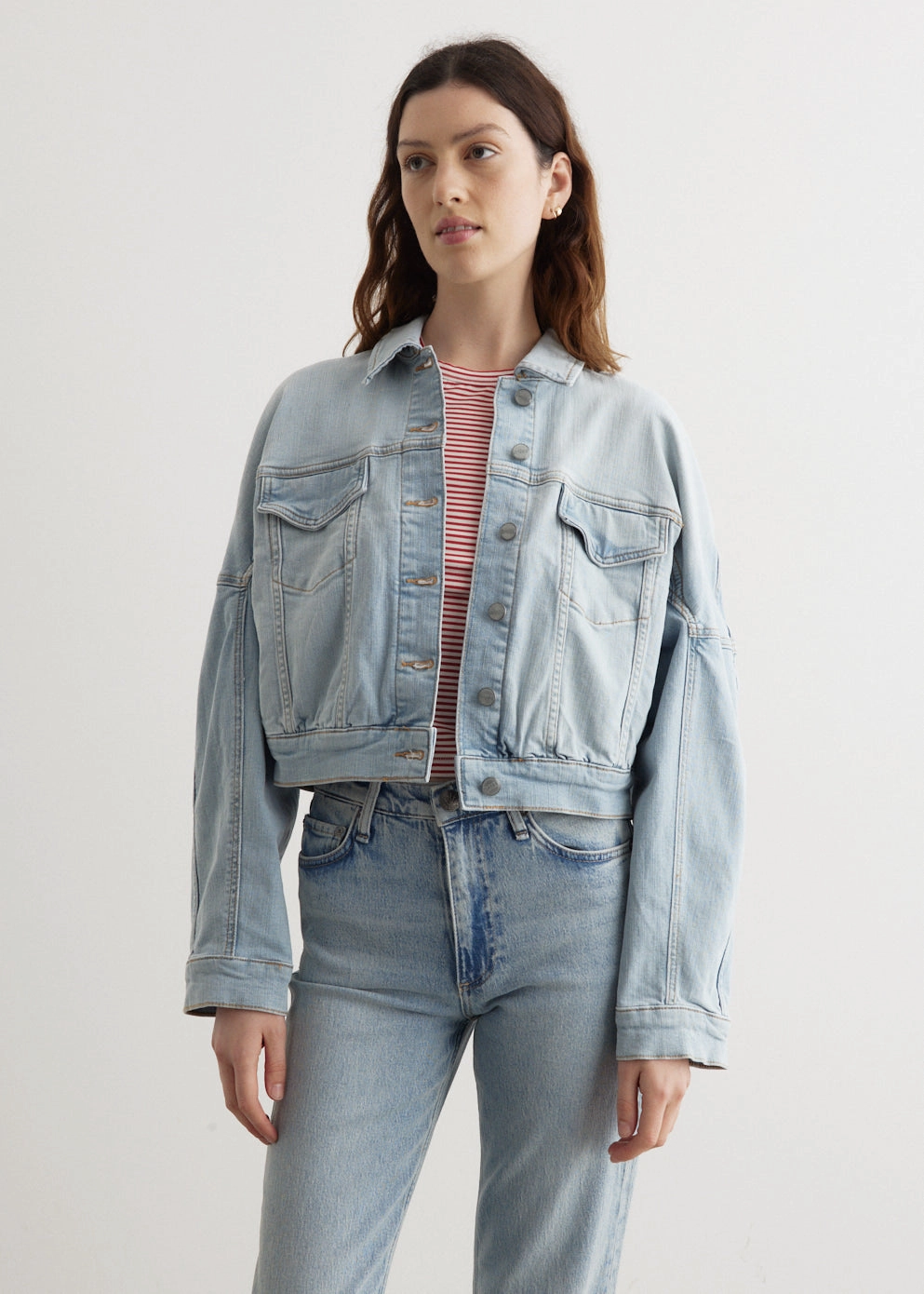 NonBulkyLayering Packable Feature Tint Denim Bomber Jacket