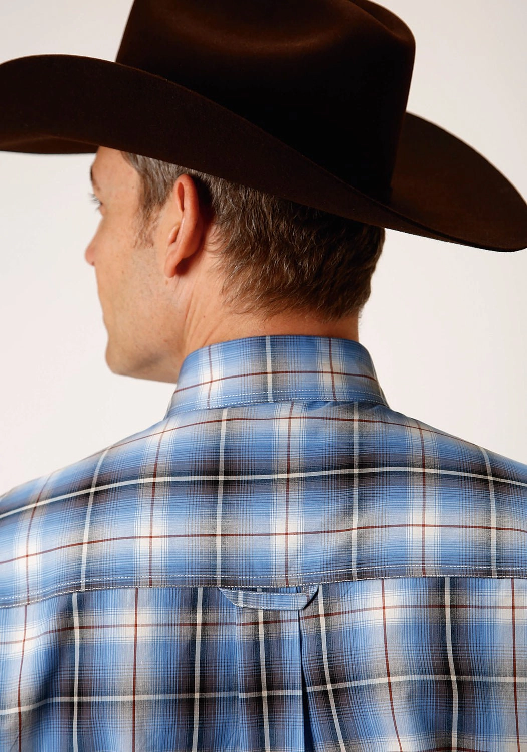 Roper Mens Storm Blue 100% Cotton Ombre BD L/S 1 Pkt Shirt Cocktail Event Durable Texture