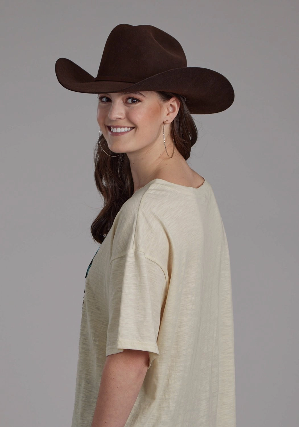 Tagless Design Roper Womens Cowboy Panels Cream 100% Cotton S/S T-Shirt