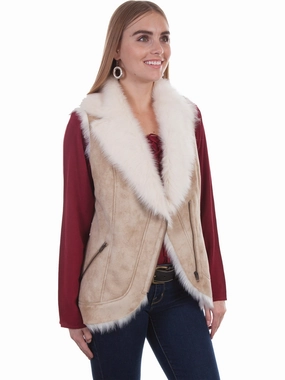 Breathable fabric Scully Womens Beige Faux Fur Boho Vest
