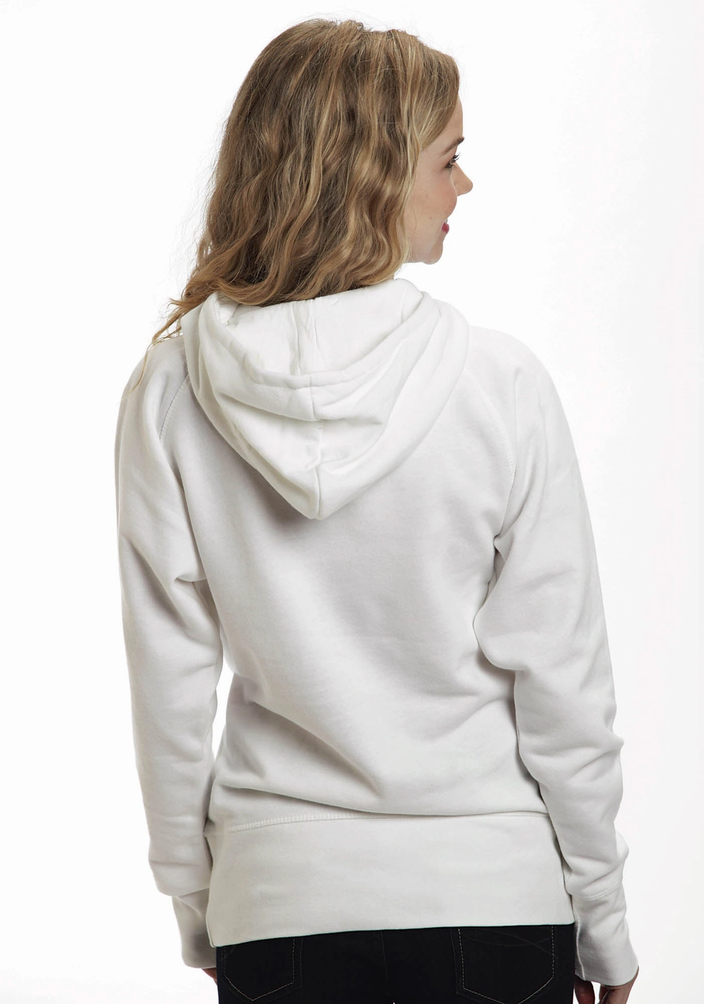 Ouray Womens White 100% Cotton USA Asymmetric Hoodie Casual Comfort Wear