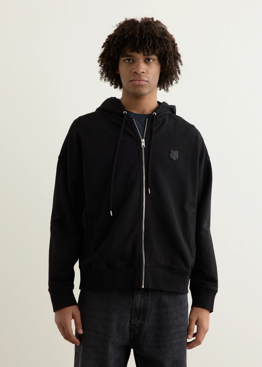 Comfortable Urban Piece Bold Fox Head Patch Full Zip Oversized Hoodie