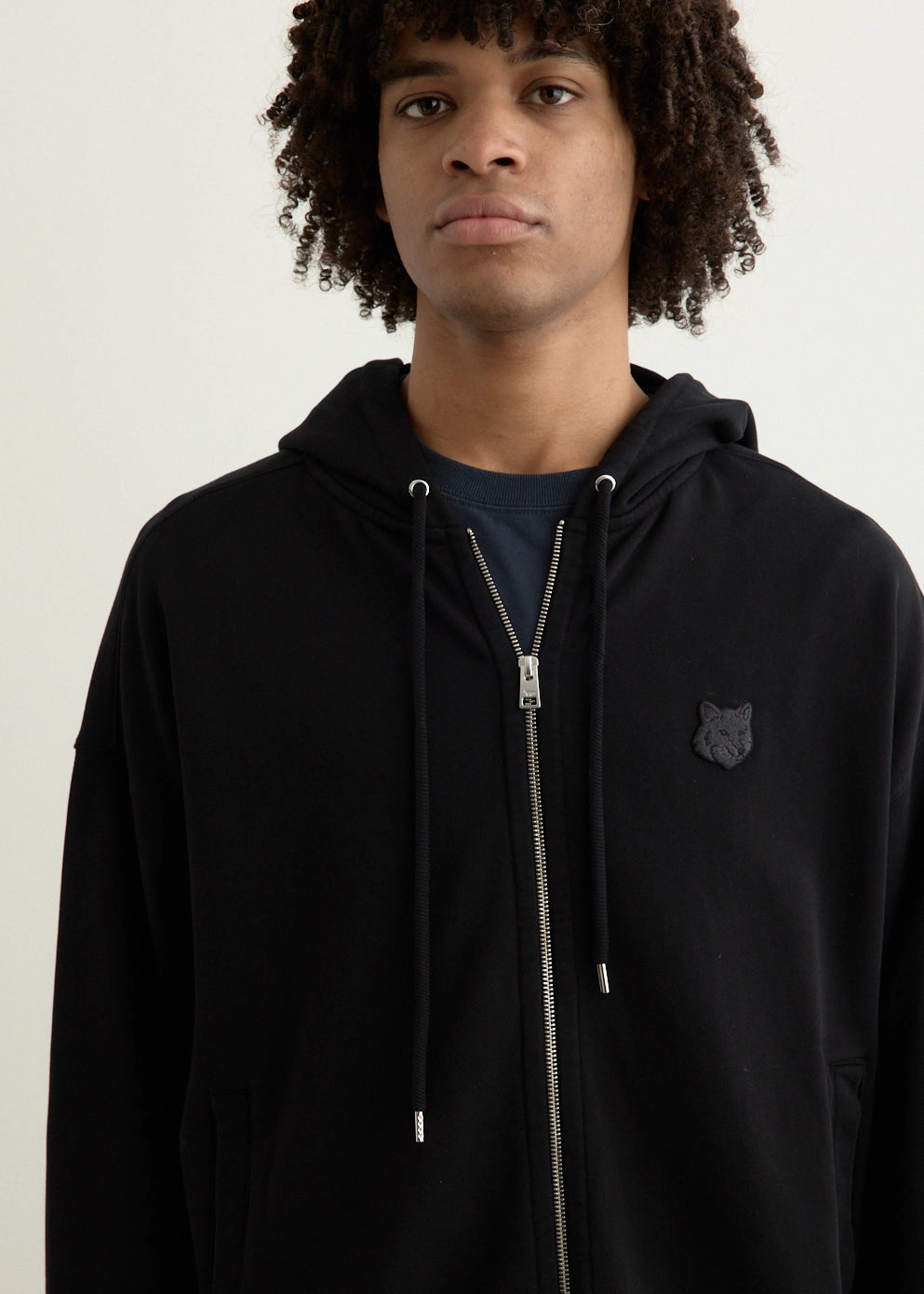 Bold Fox Head Patch Full Zip Oversized Hoodie Double Stitch Reinforcement Reflective Safety Accents