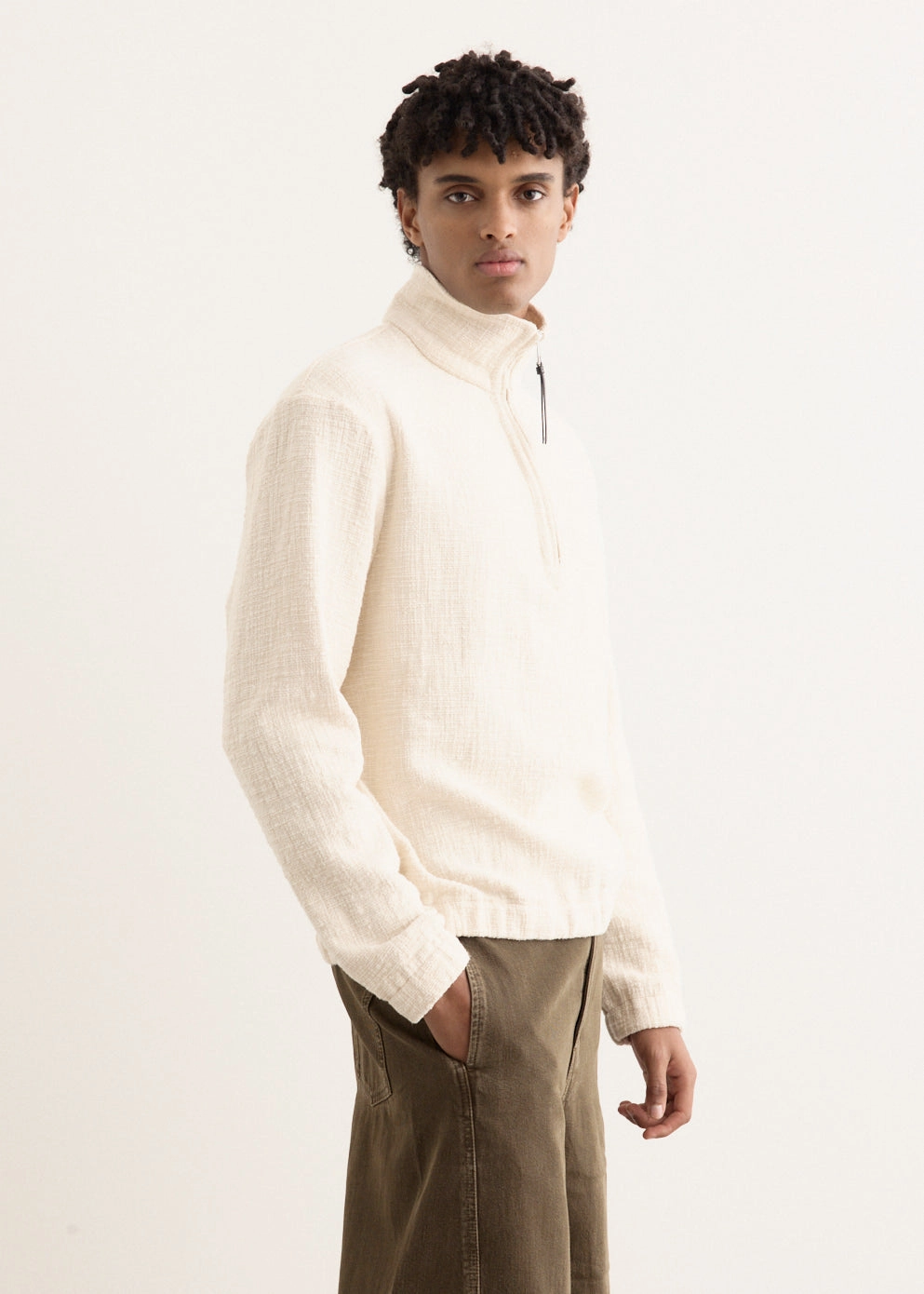 Textured Cotton Pullover Hooded style