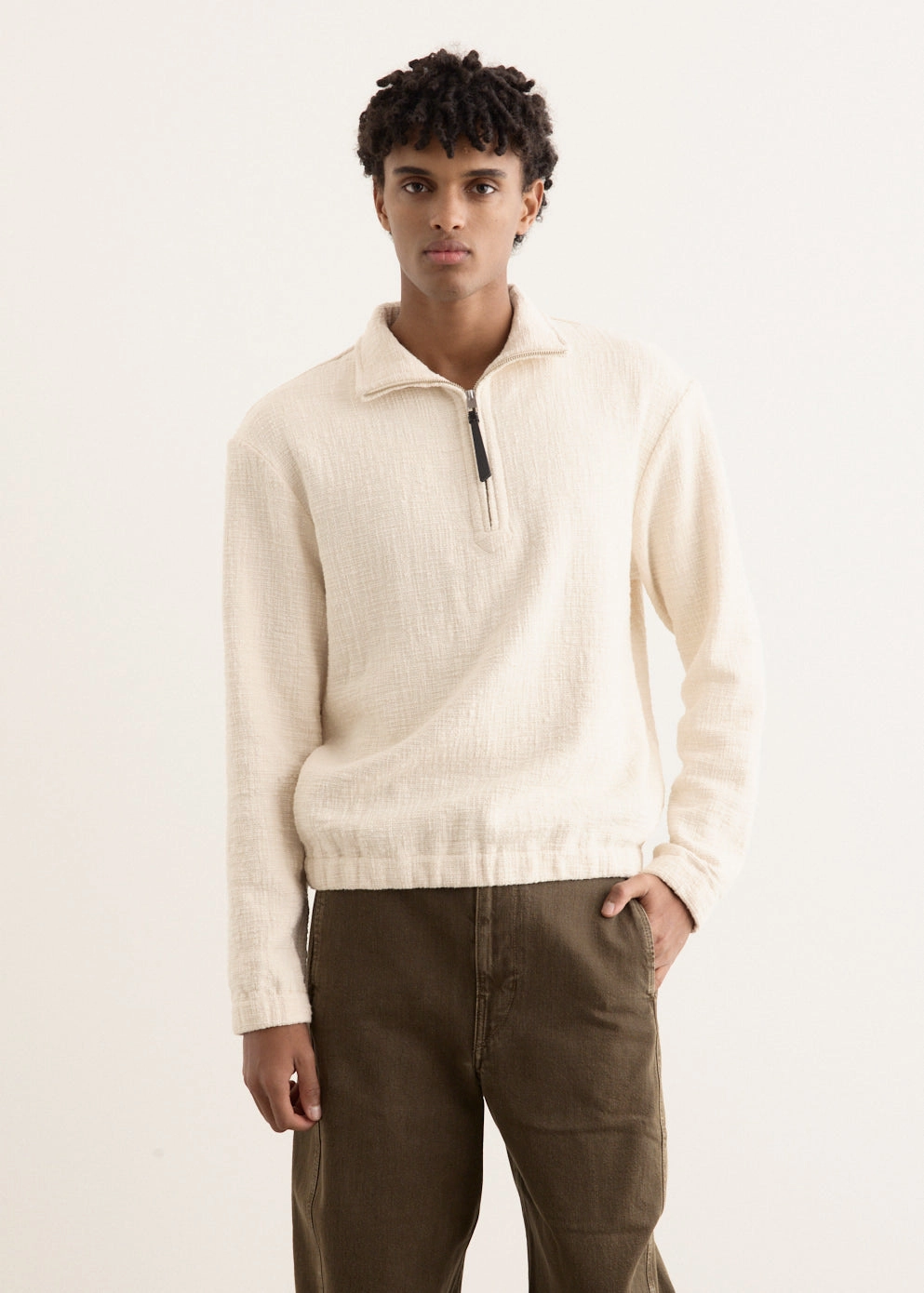 Outdoor Look Textured Cotton Pullover
