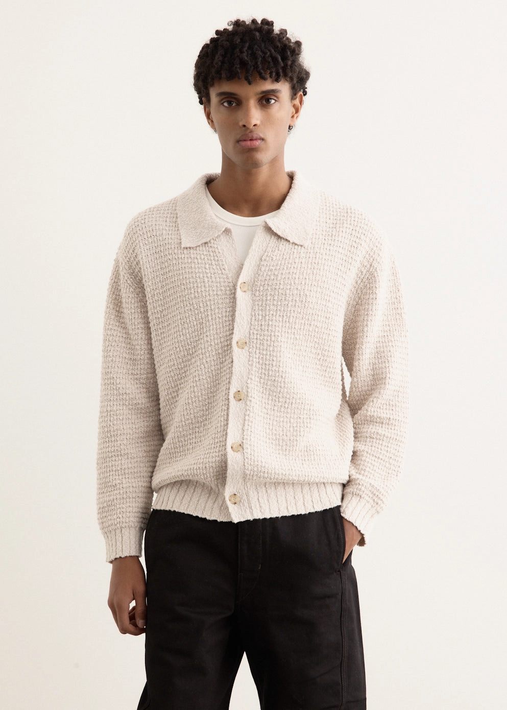 Hooded Knit Variation Textured Knit Cardigan