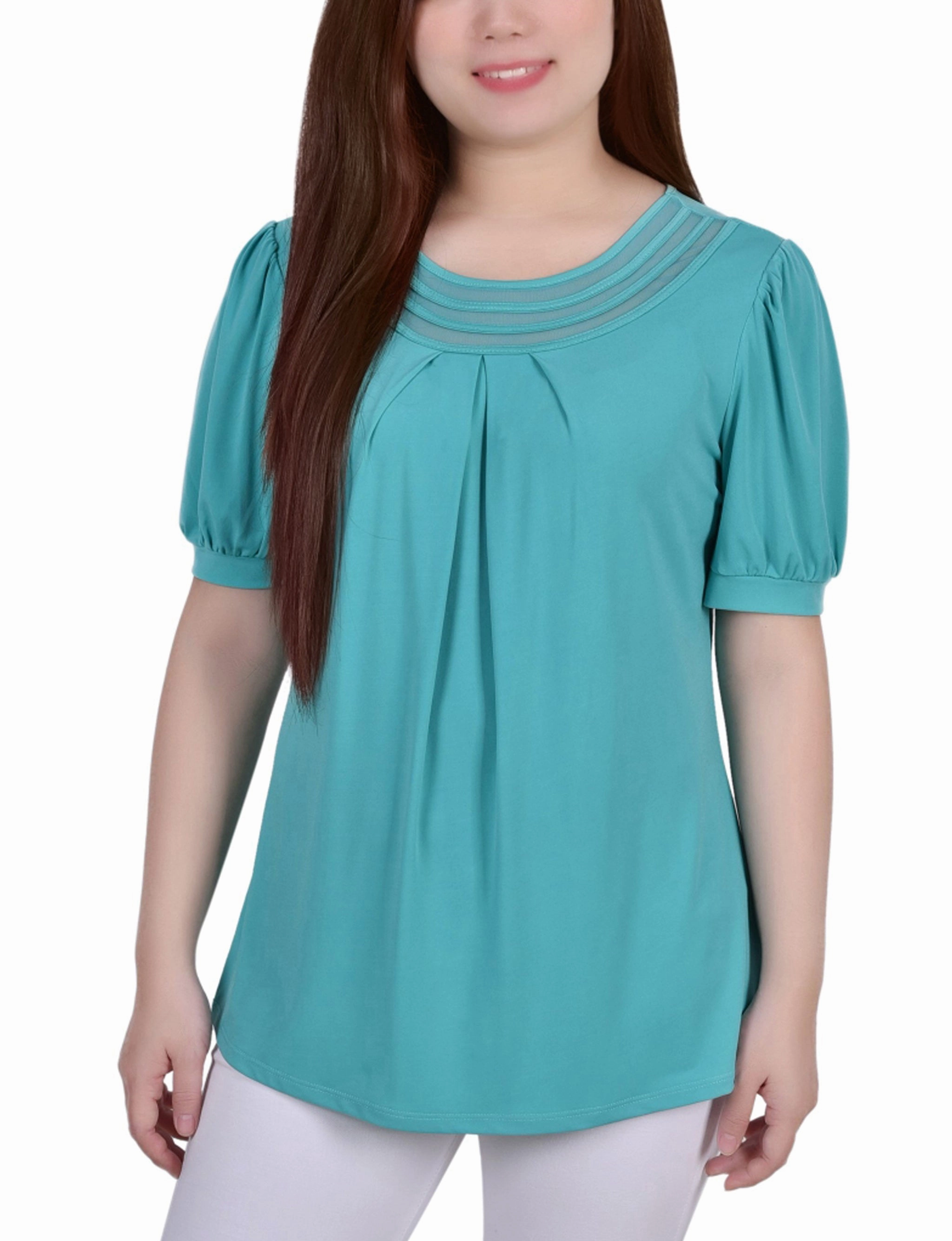 Short Puff Sleeve Sheer Inset Top Wardrobe Must