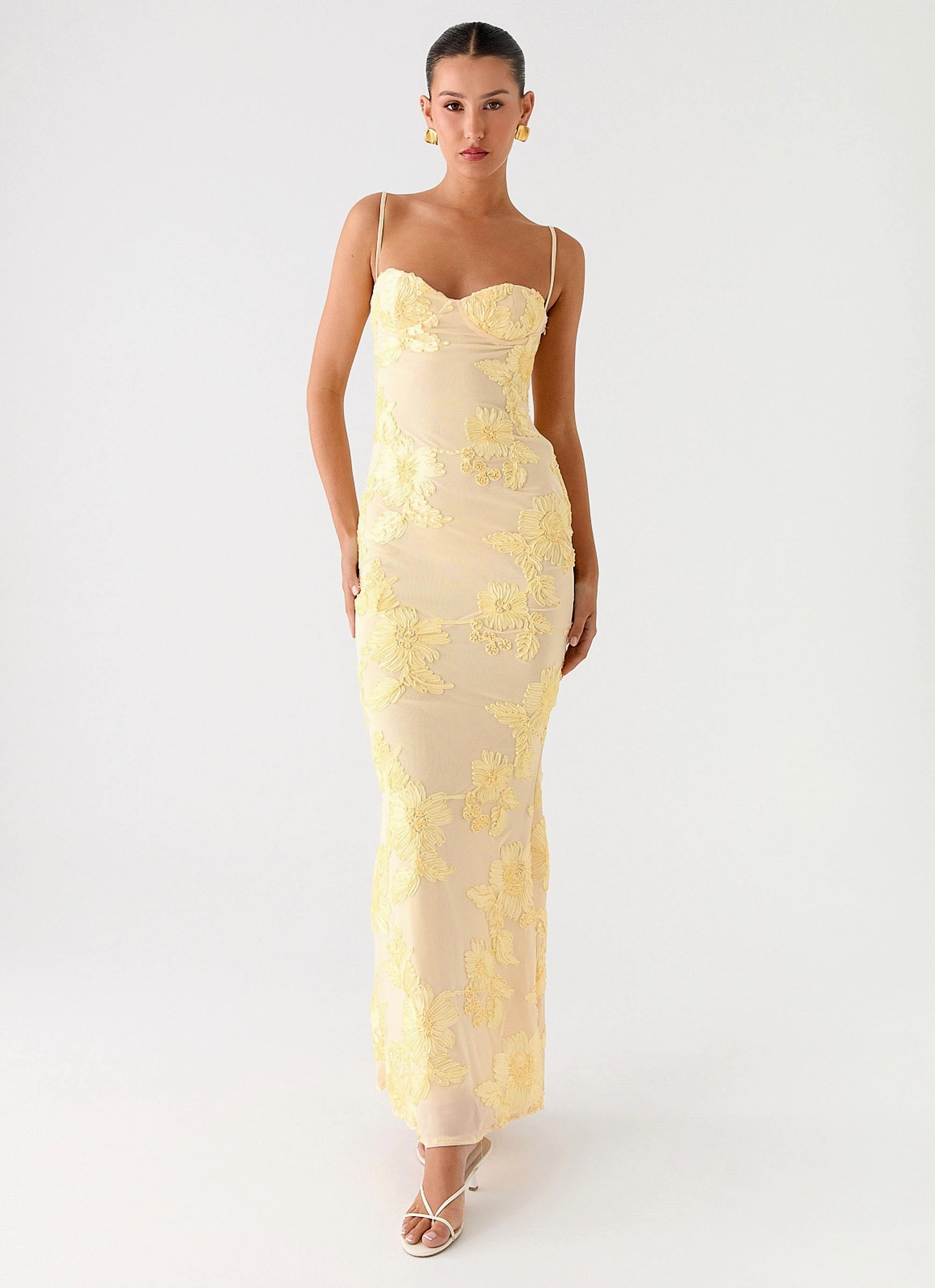 That Girl Maxi Dress - Lemon Beaded-Edge