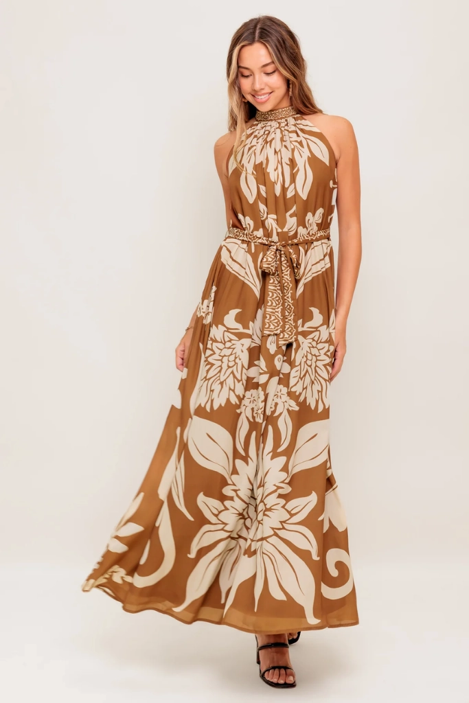 Thea Printed Floral Maxi Dress Pure Aesthetic