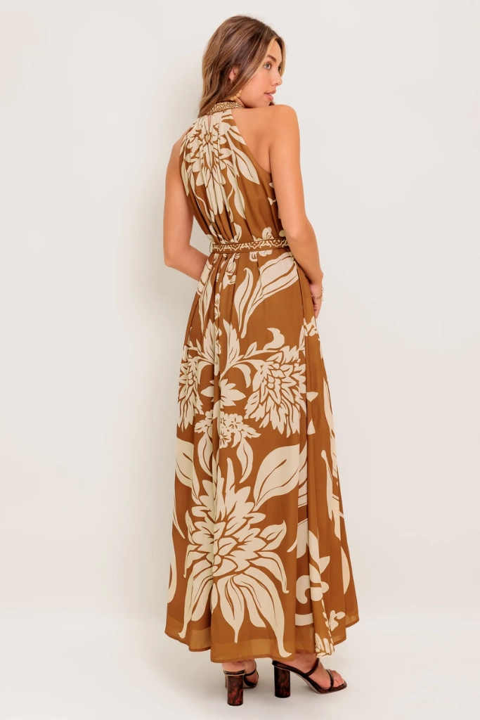 High Cut Layered Comfort Thea Printed Floral Maxi Dress