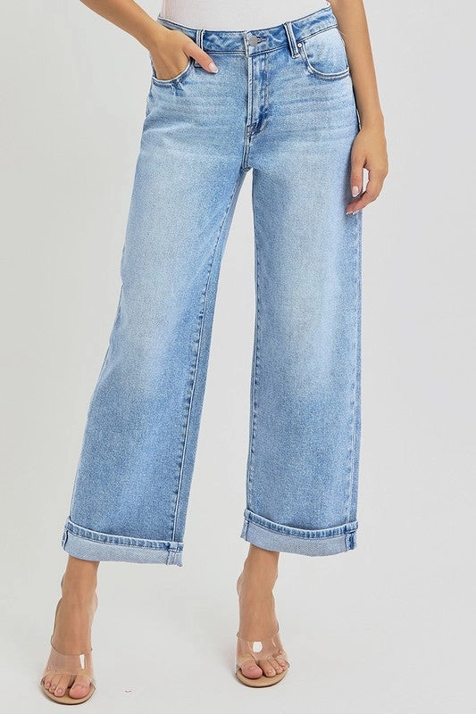 Ultra Basic THEO HIGH RISE ANKLE BARREL TURN UP CUFFED JEANS