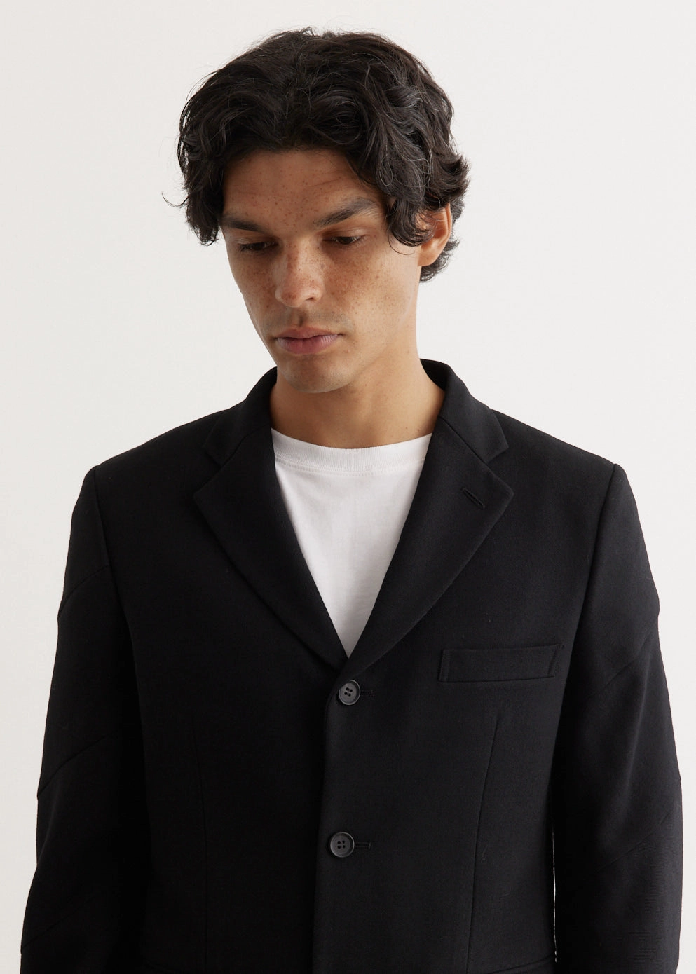 Gabardine Spiral Sleeve 2 Button Jacket Teflon Coated Slim Silhouette
