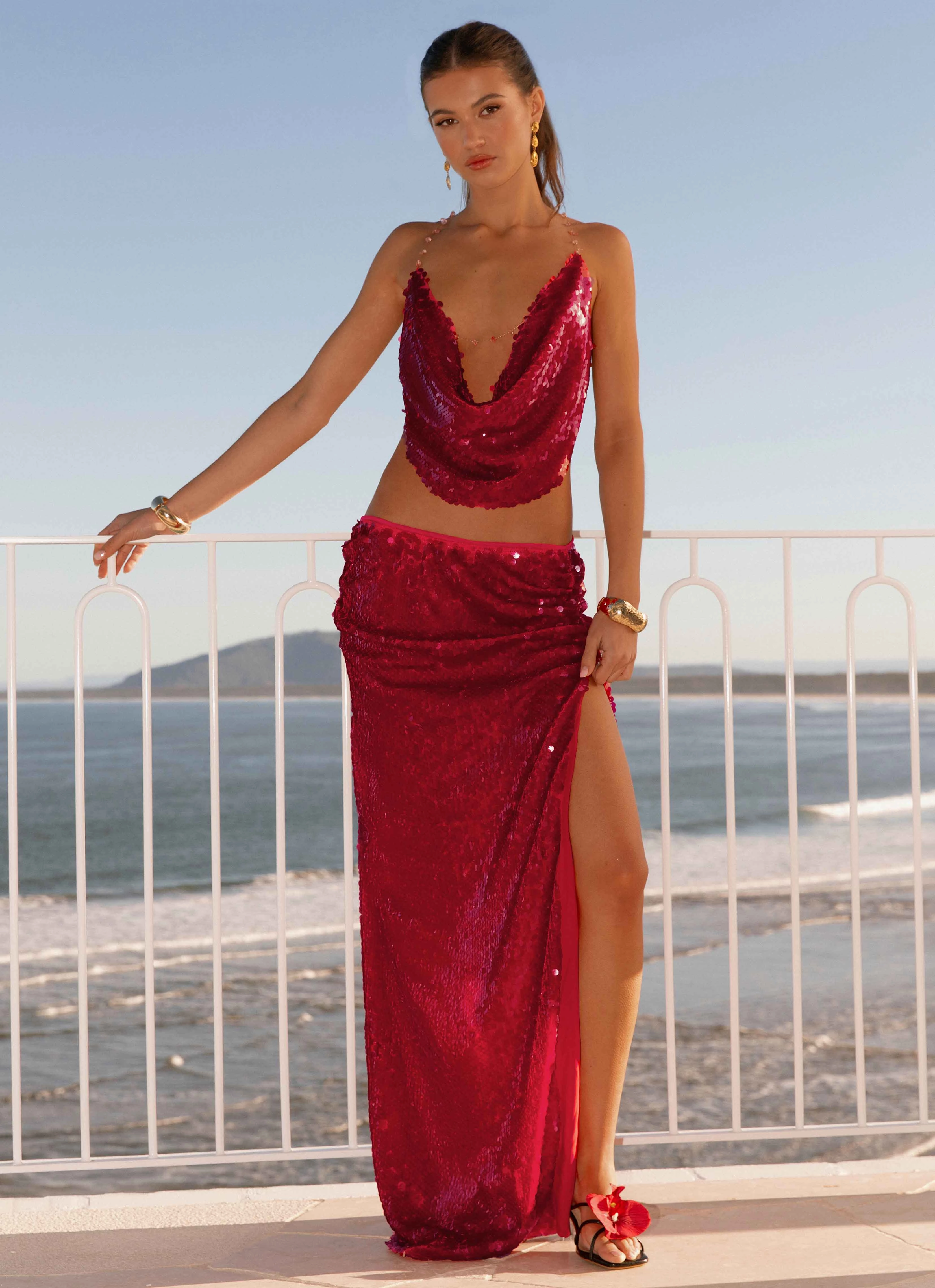 Amosa Maxi Skirt - Fuchsia Comfort Fit Relaxed Style