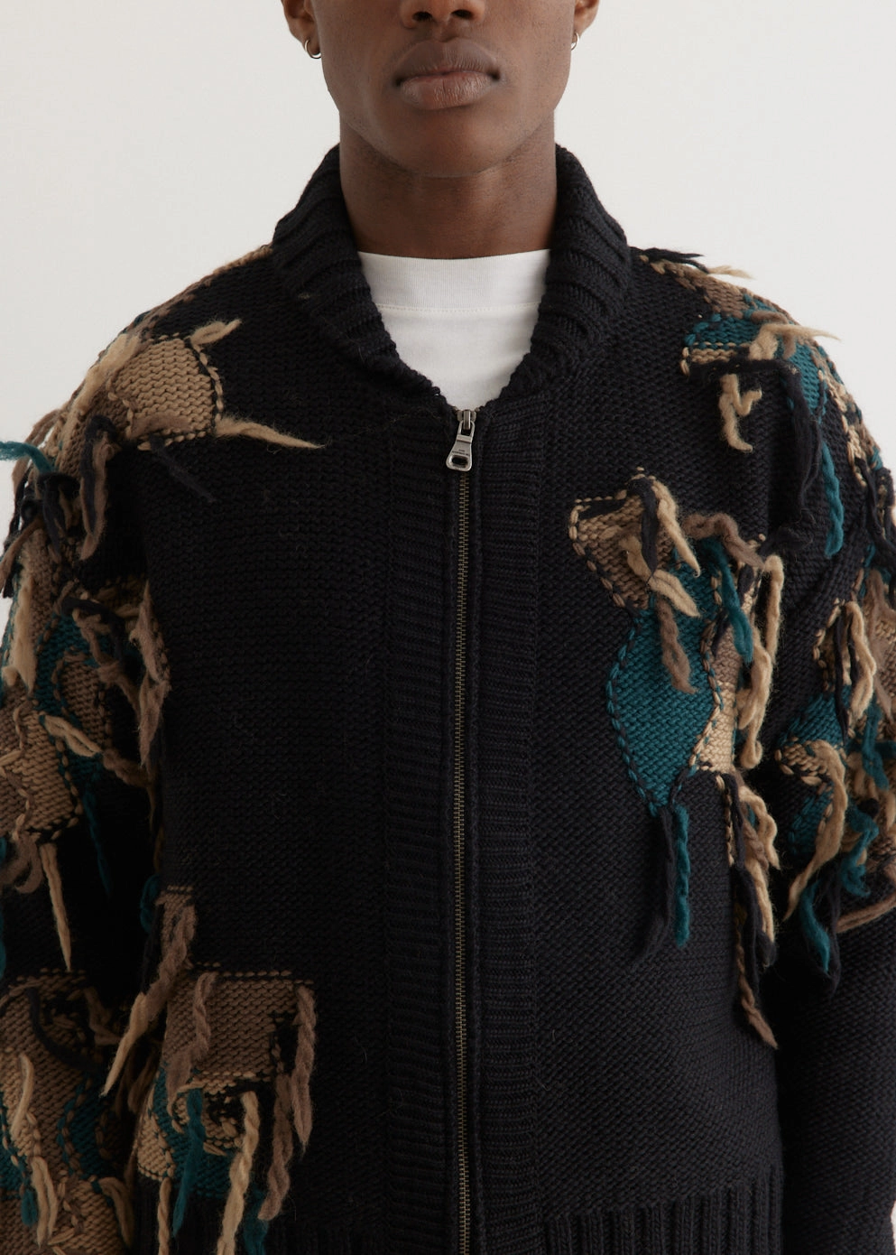 New Camouflage Zip-Up Cardigan Relaxed Fit Structure