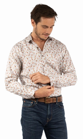 Scully Mens Flowers Point Collar Shell 100% Cotton L/S Shirt Urban Style Anti Static Lining