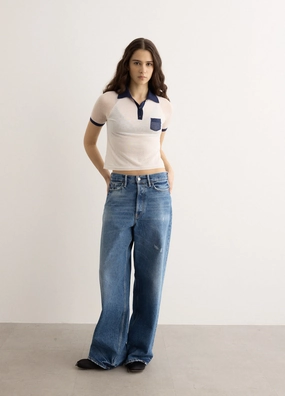 Short Sleeve V-Neck Sweater Reinforced Stress Points