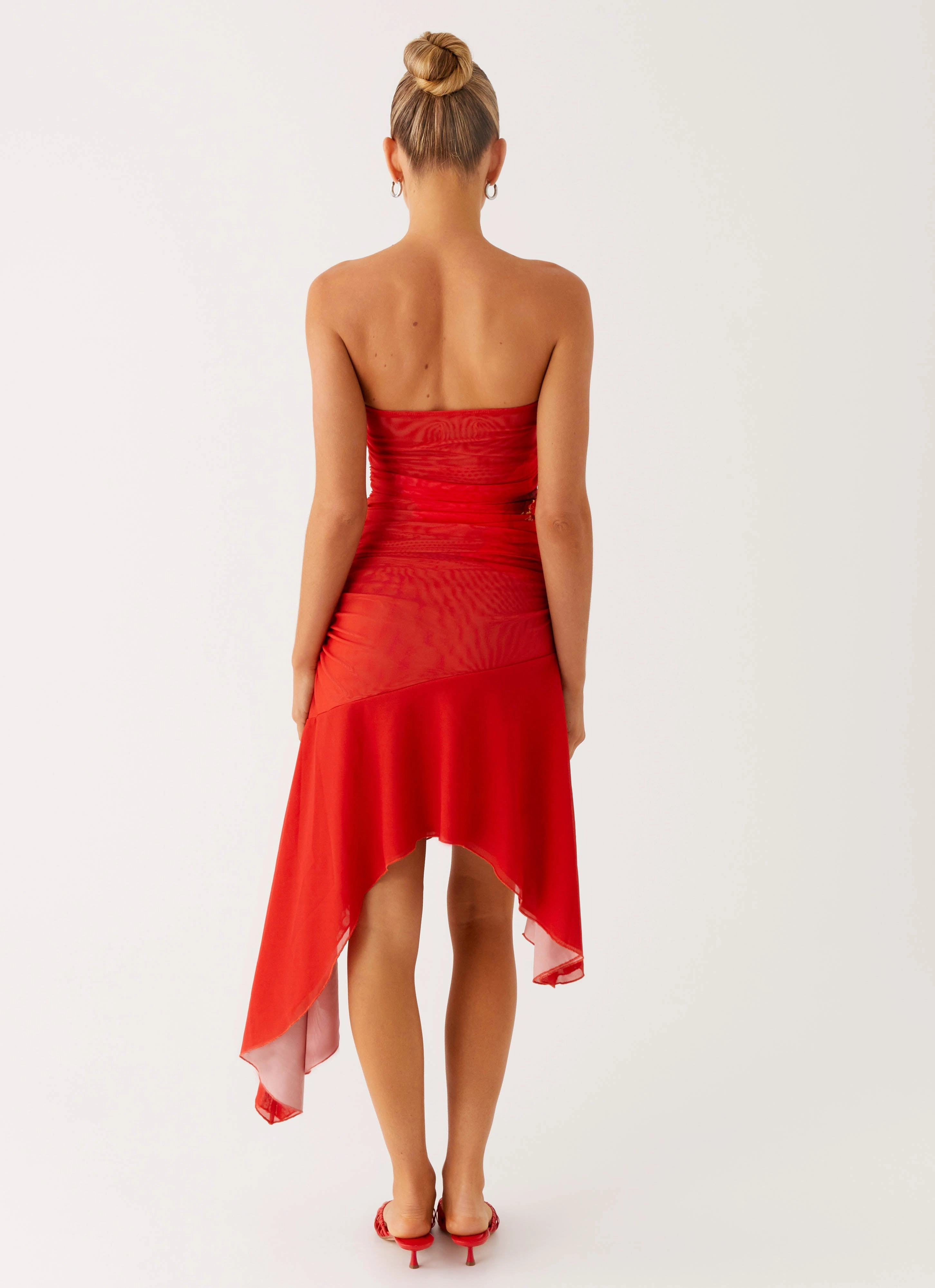 Think About It Midi Dress - Fire Red Neutral Finish Elegant Style