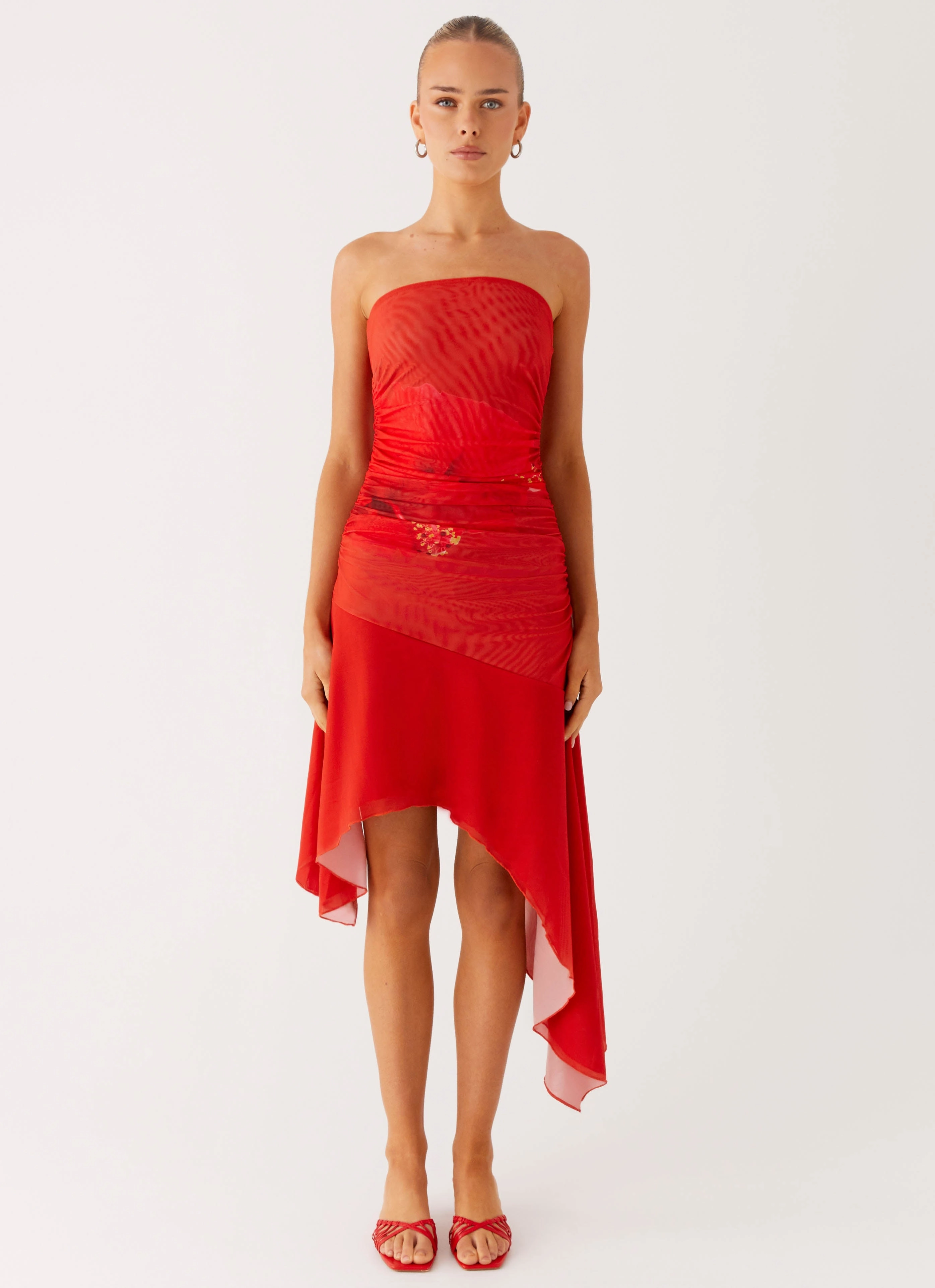 Think About It Midi Dress - Fire Red Luxe Fabric Cool Season