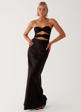 Tianna Strapless Maxi Dress - Black Feminine Charm Versatile Comfort Wear