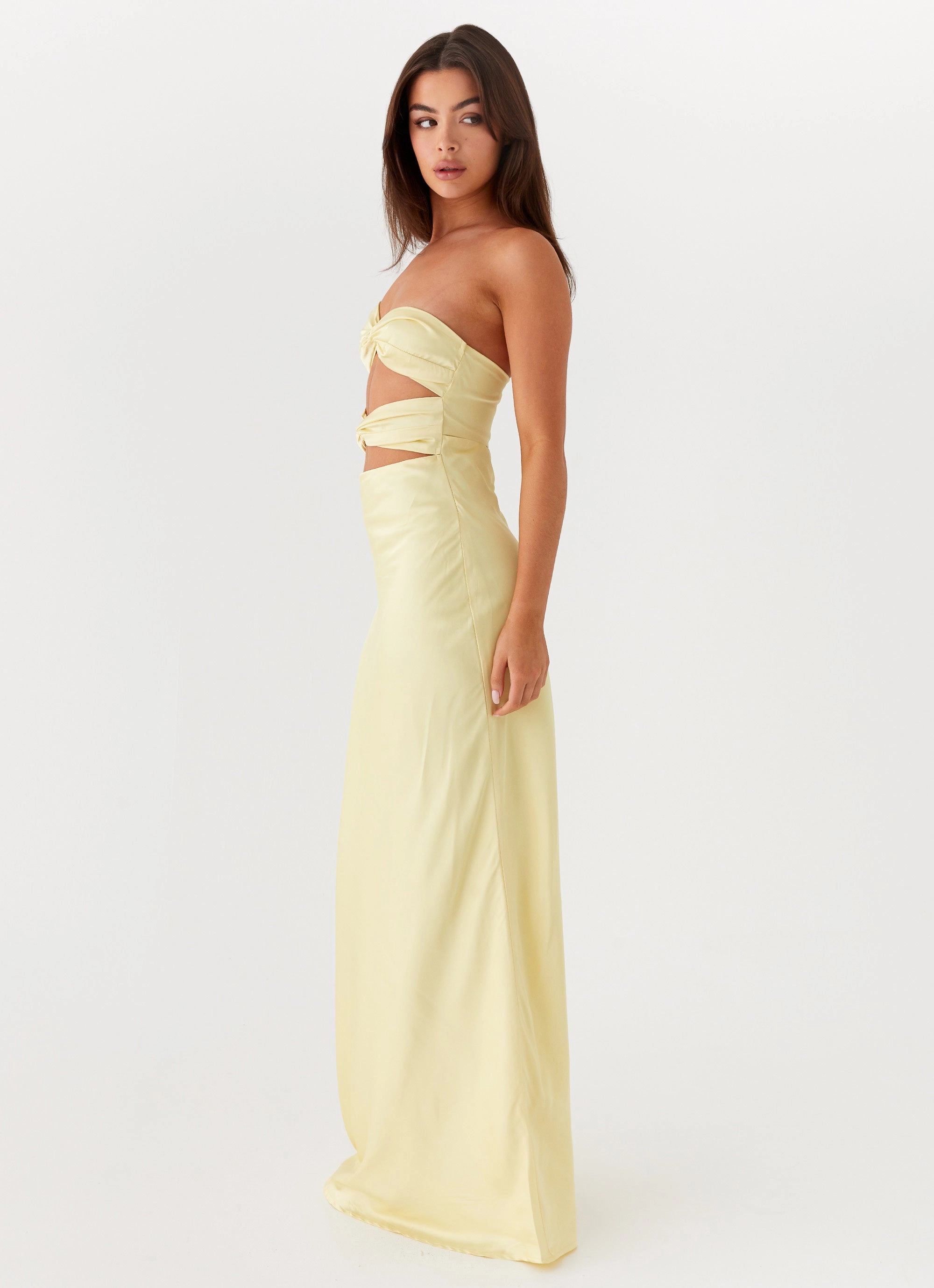 Tianna Strapless Maxi Dress - Yellow Match Quick Vibrant pattern