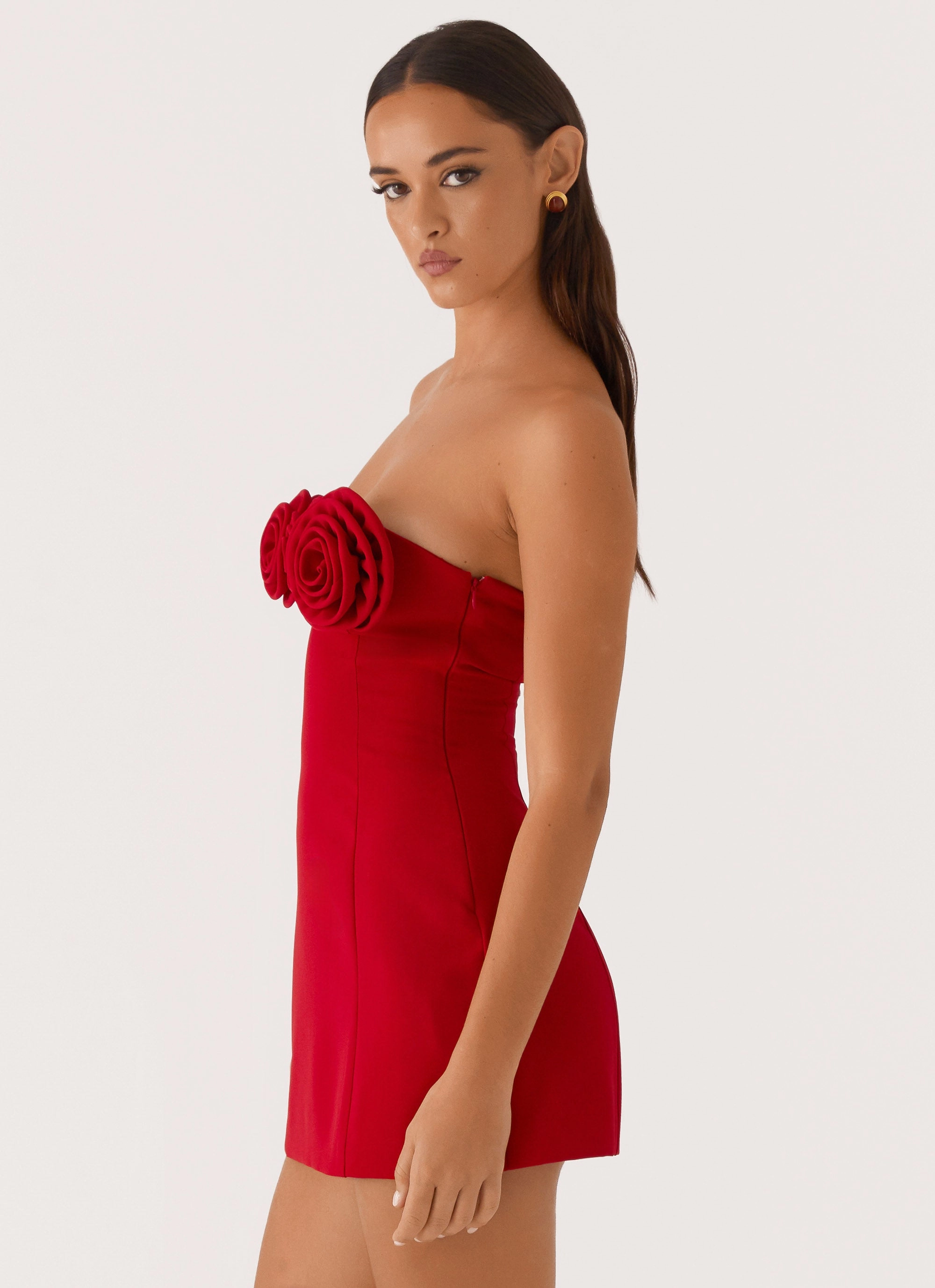Adjustable-Straps Simple Ease Patsie Strapless Mini Dress - Red