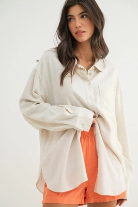 BRIAR LINEN OVERSIZED BUTTON-UP SHIRT Weekend Smart Cool and Relaxed